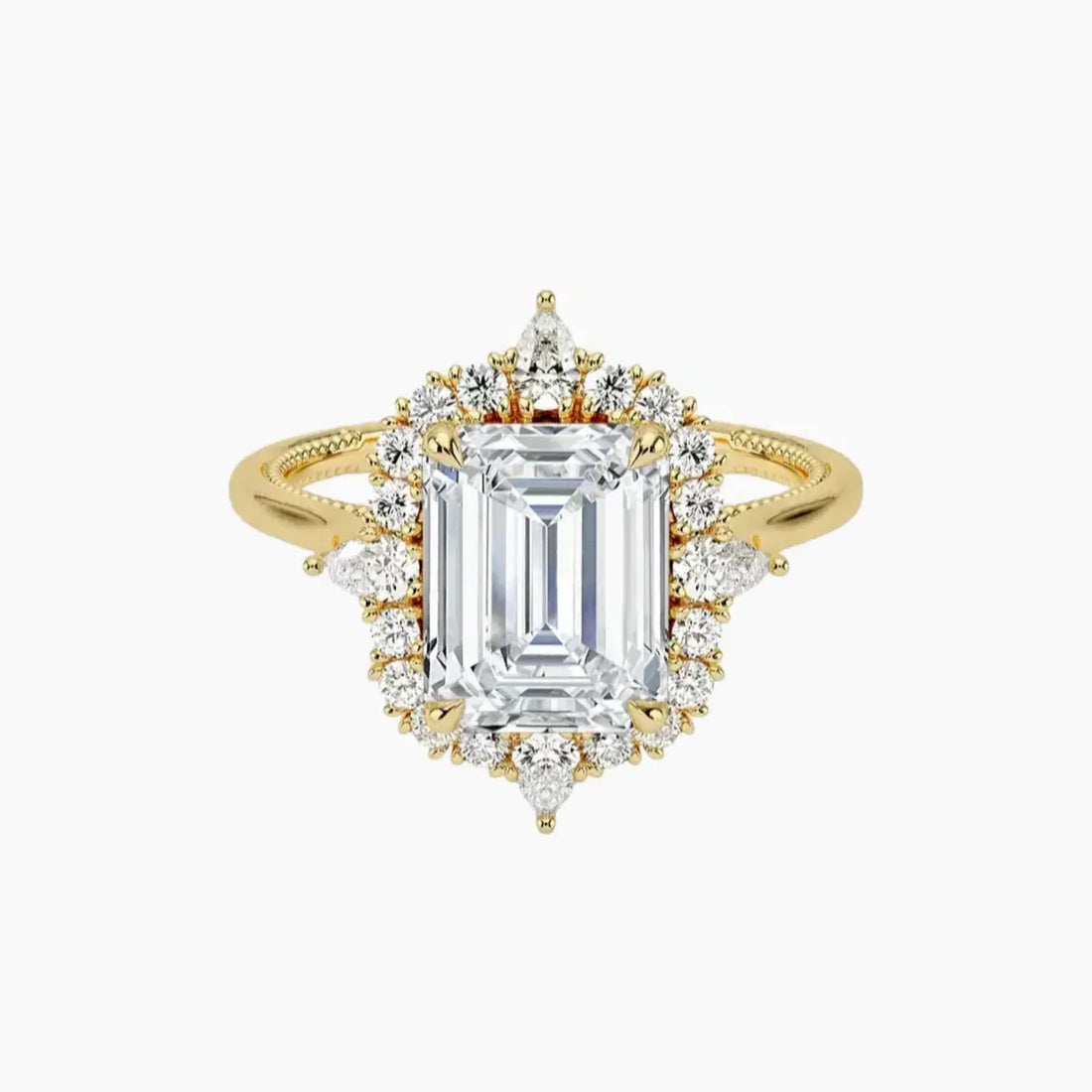 Elara Emerald Designer Diamond Ring Setting in 18K White Gold