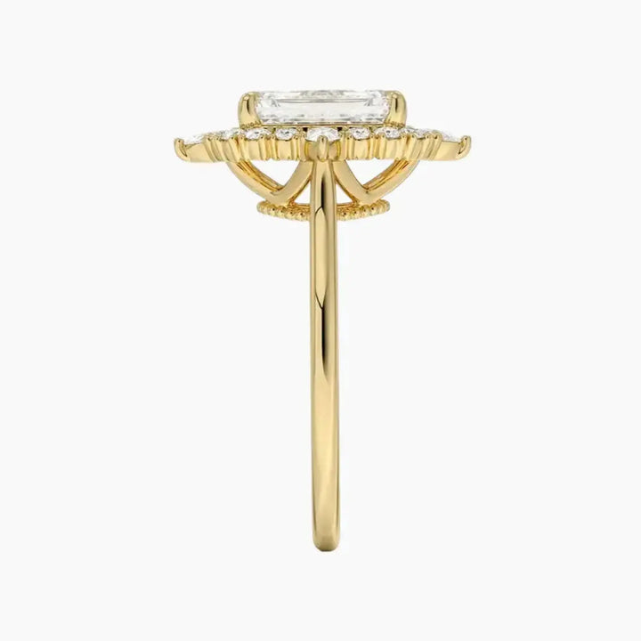 Elara Emerald Designer 3 Carat Lab Grown Diamond Engagement Ring in 14K Rose Gold