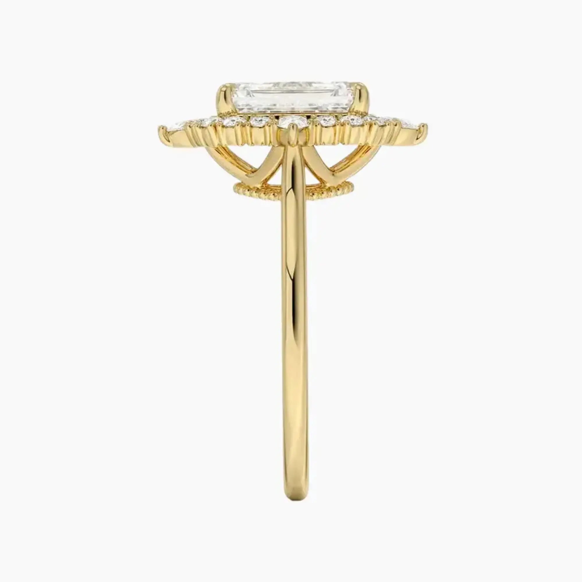 Elara Emerald Designer 2 Carat Lab Grown Diamond Engagement Ring in 18K Rose Gold