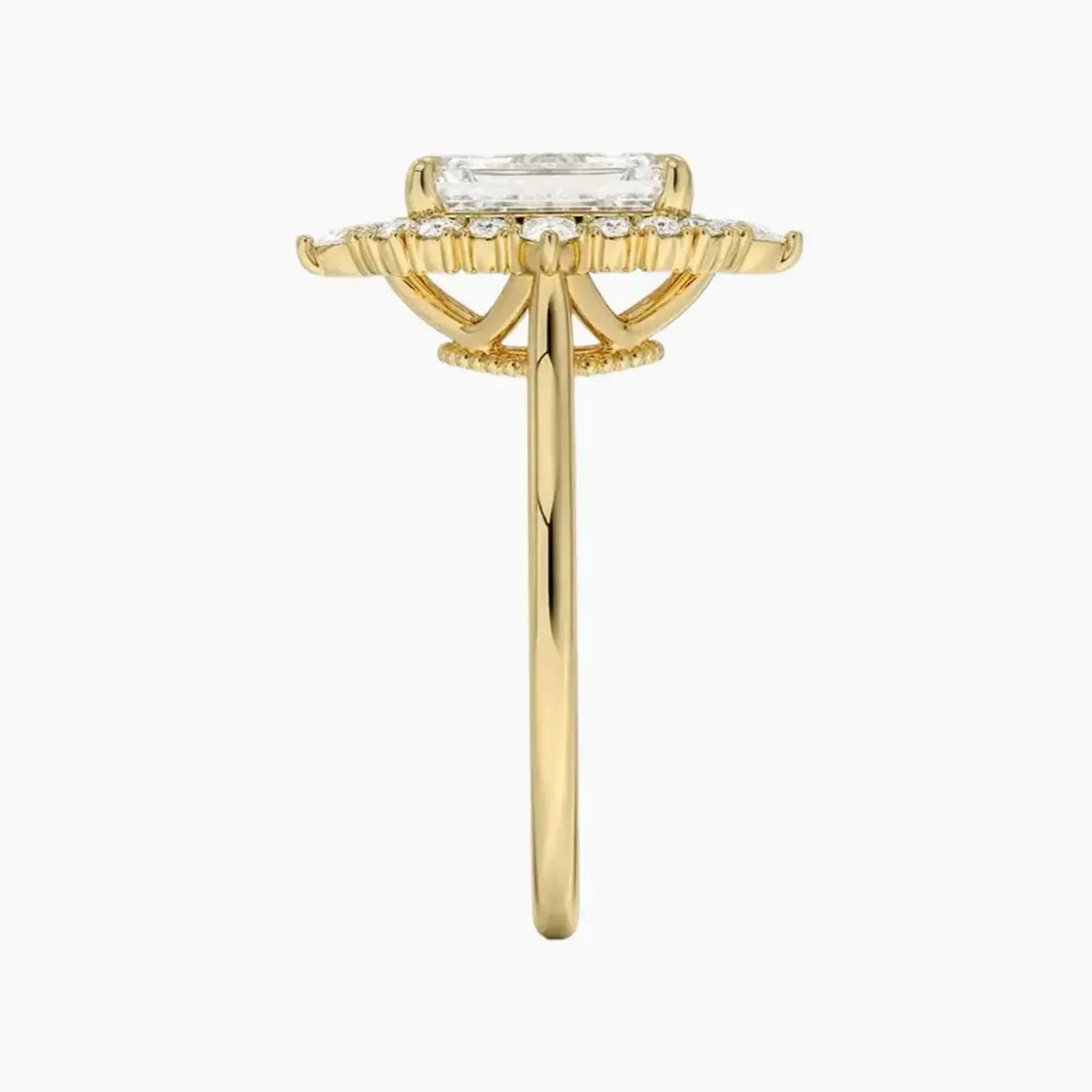 Elara Emerald Designer 2 Carat Lab Grown Diamond Engagement Ring in 18K Rose Gold
