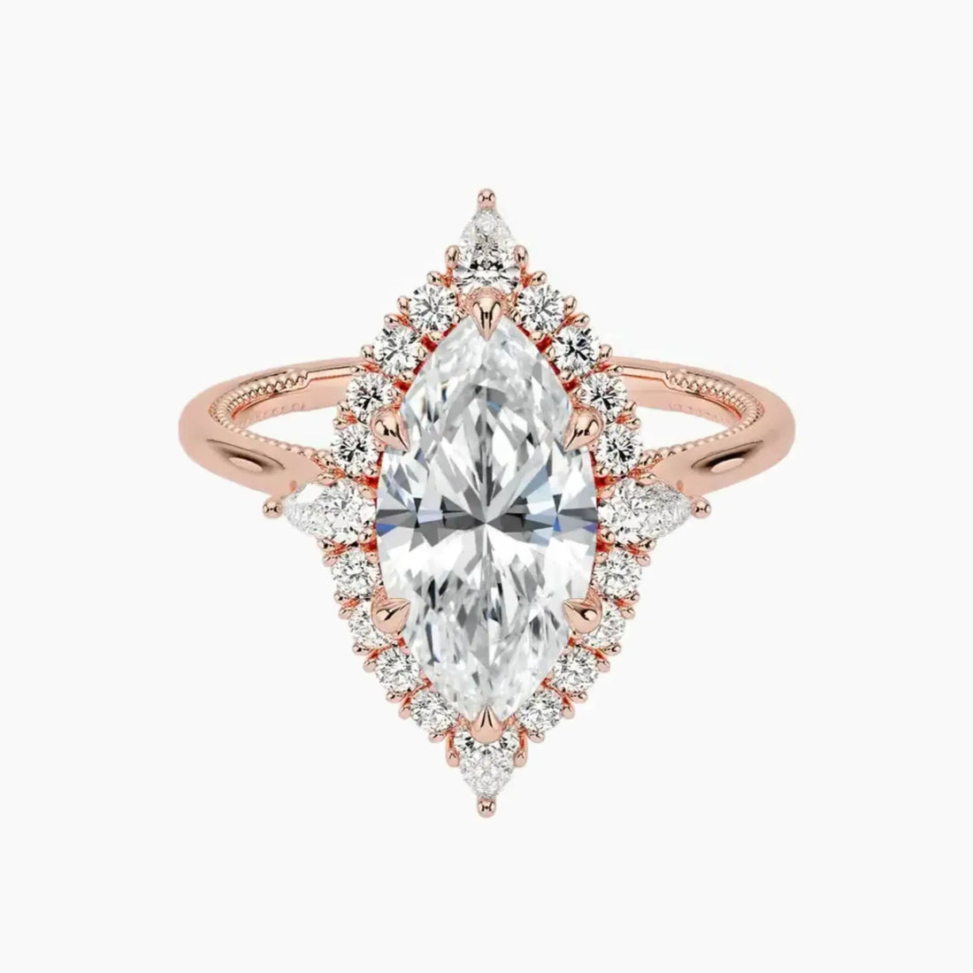 Elara Marquise Designer 1 Carat Lab Grown Diamond Engagement Ring in 18K Yellow Gold