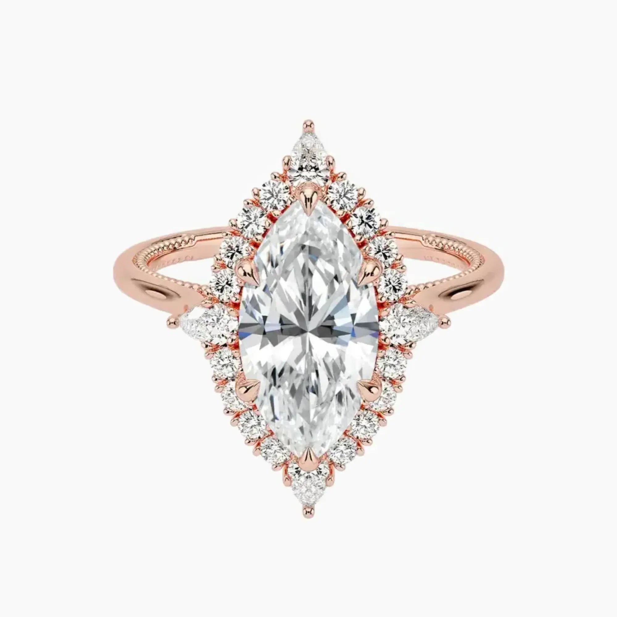 Elara Marquise Designer 1.5 Carat Lab Grown Diamond Engagement Ring in 18K Yellow Gold