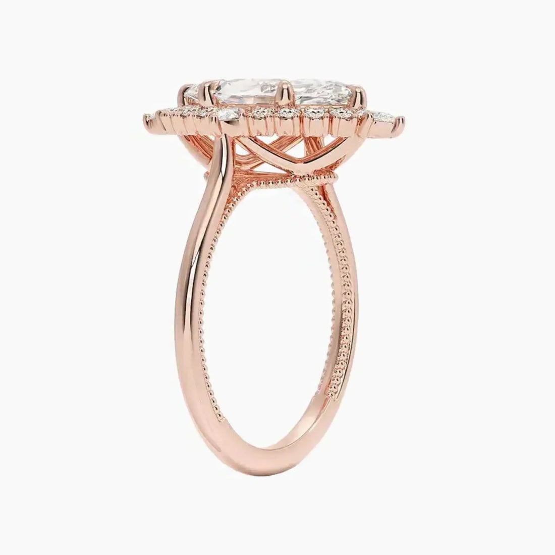 Elara Marquise Designer Diamond Ring Setting in 18K Rose Gold