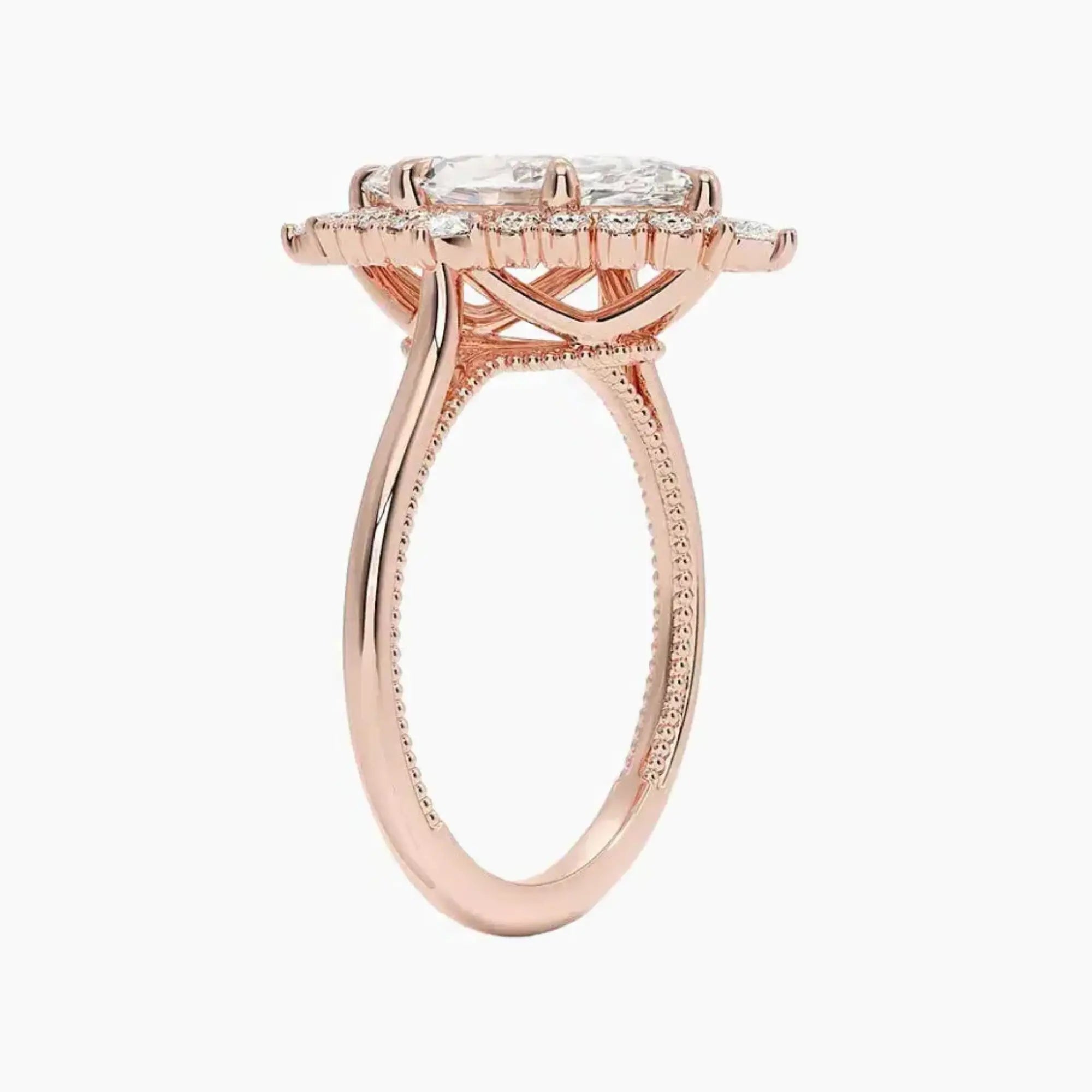 Elara Marquise Designer 2.5 Carat Lab Grown Diamond Engagement Ring in 14K Yellow Gold