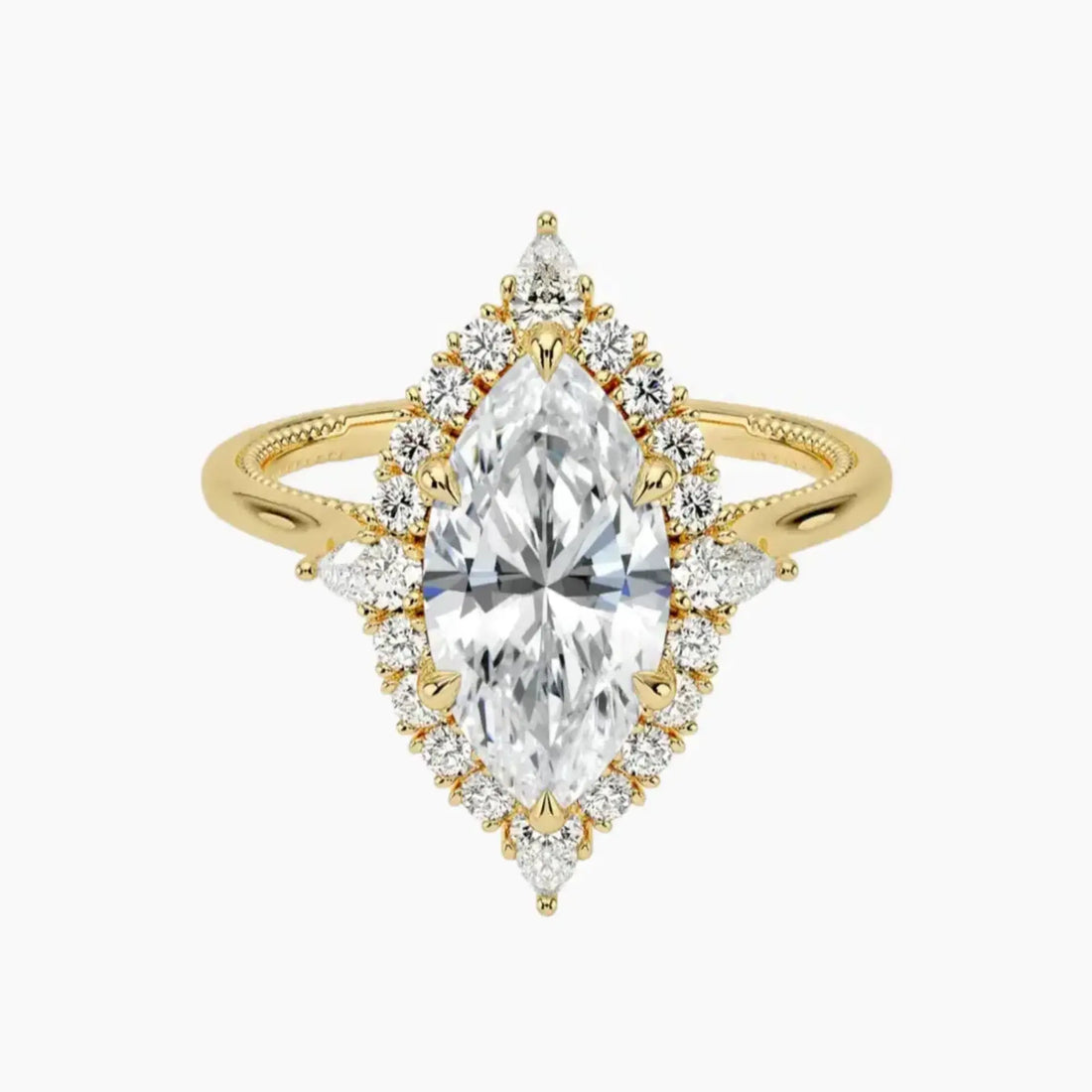 Elara Marquise Designer Diamond Ring Setting in 18K Yellow Gold
