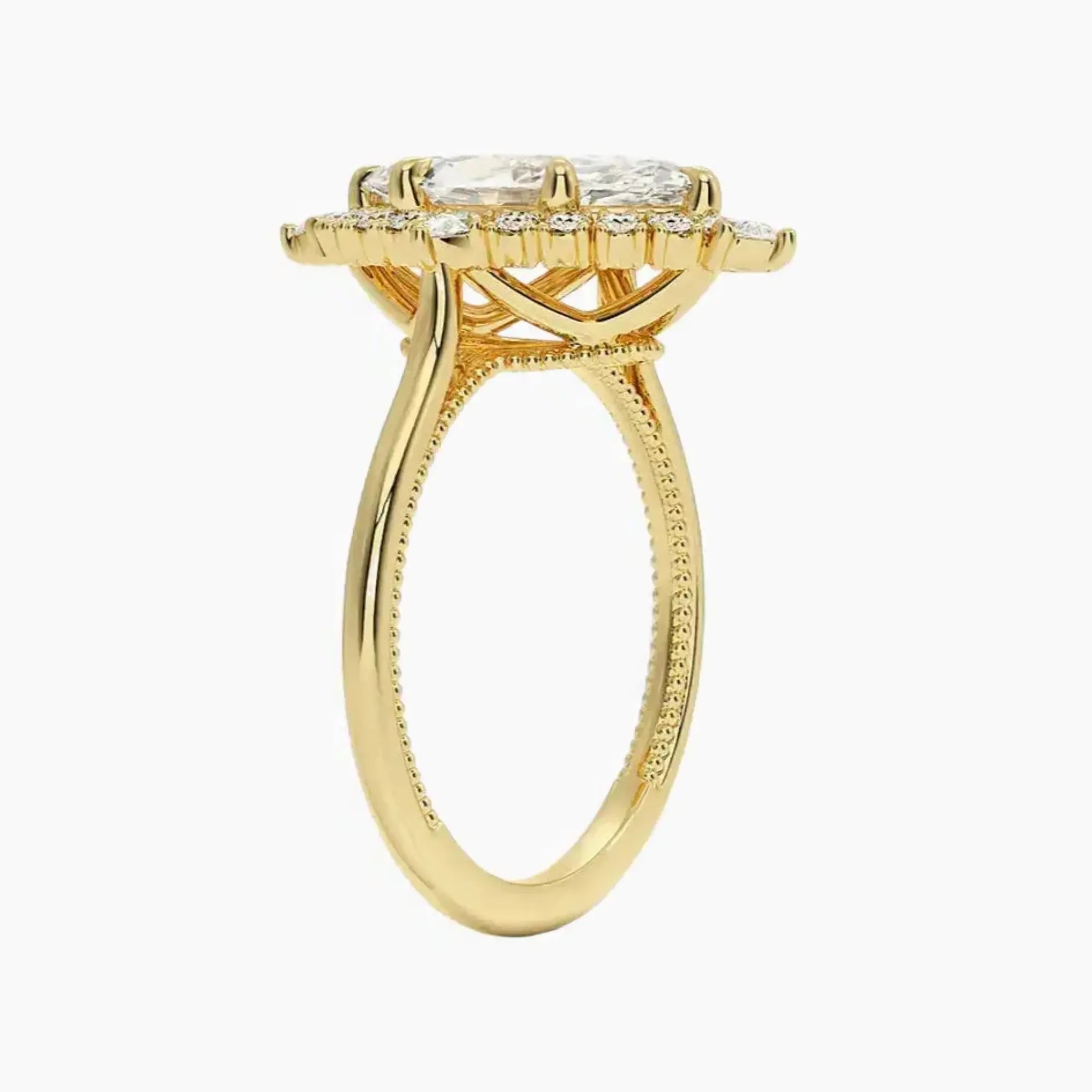 Elara Marquise Designer 1 Carat Lab Grown Diamond Engagement Ring in 14K White Gold