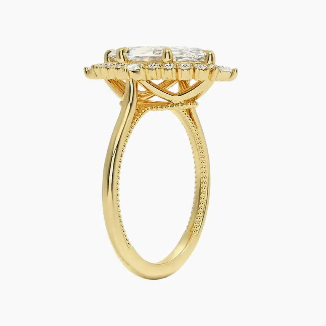 Elara Marquise Designer 1 Carat Lab Grown Diamond Engagement Ring in 18K Yellow Gold