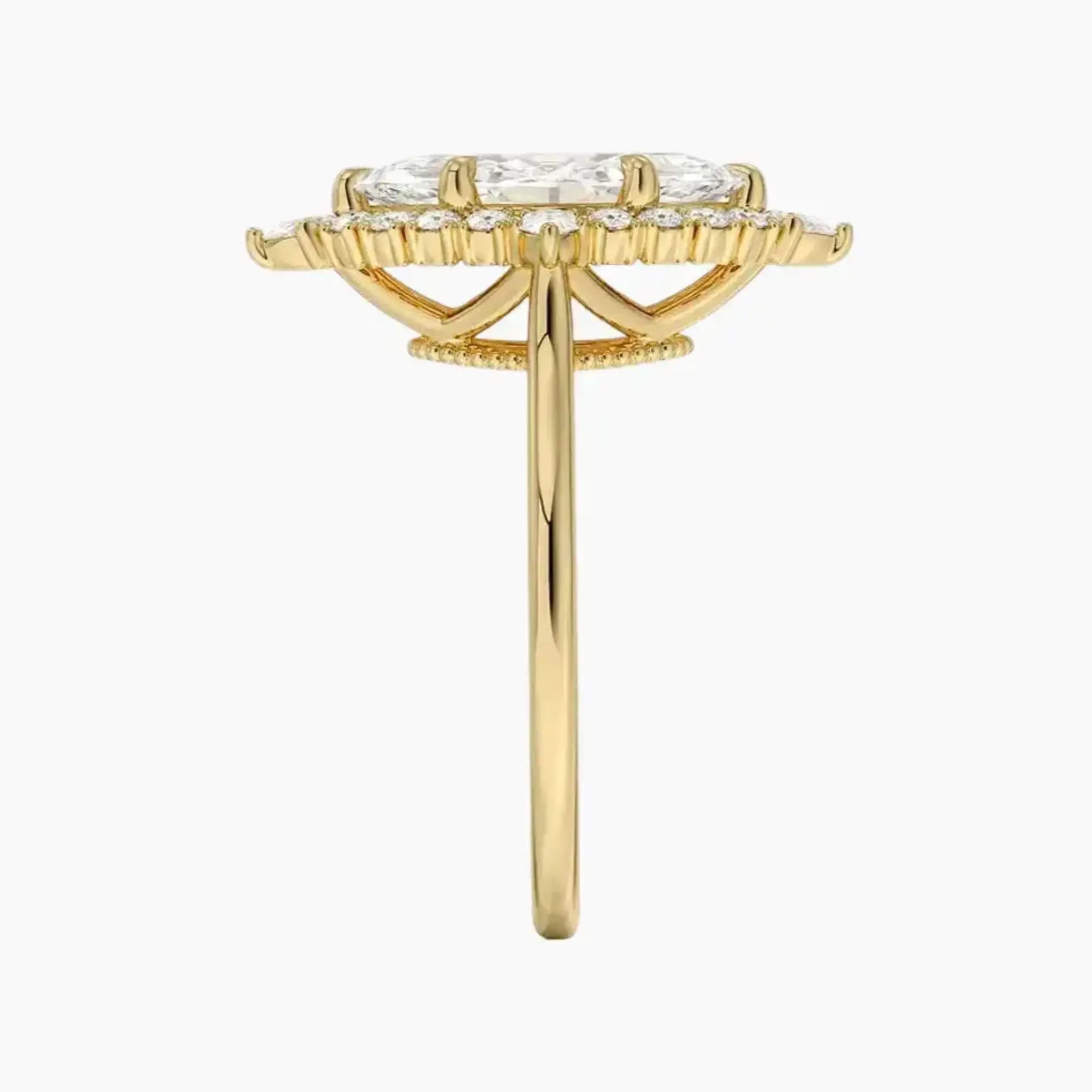 Elara Marquise Designer 1 Carat Lab Grown Diamond Engagement Ring in 14K Yellow Gold