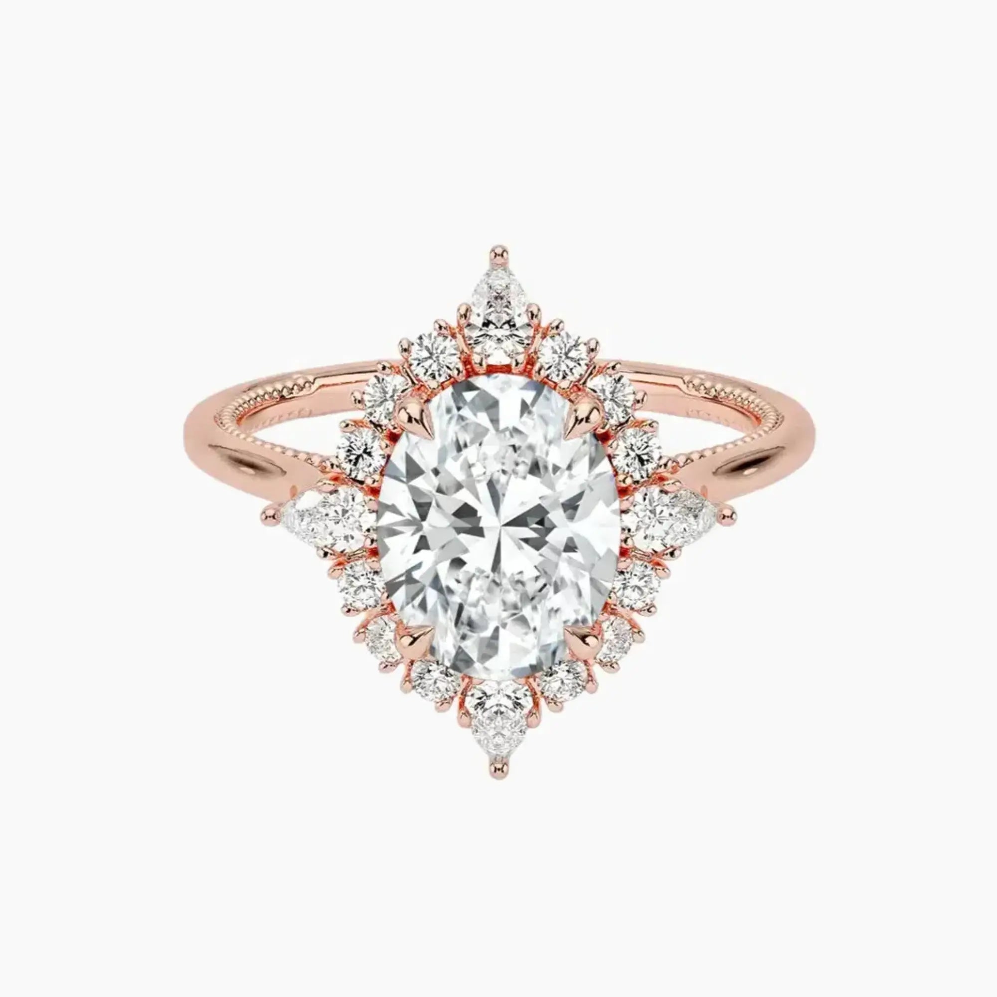 Elara Oval Designer 1.5 Carat Lab Grown Diamond Engagement Ring in 18K Yellow Gold
