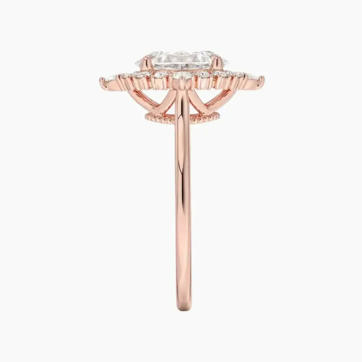 Elara Oval Designer 1.5 Carat Lab Grown Diamond Engagement Ring in 18K Yellow Gold
