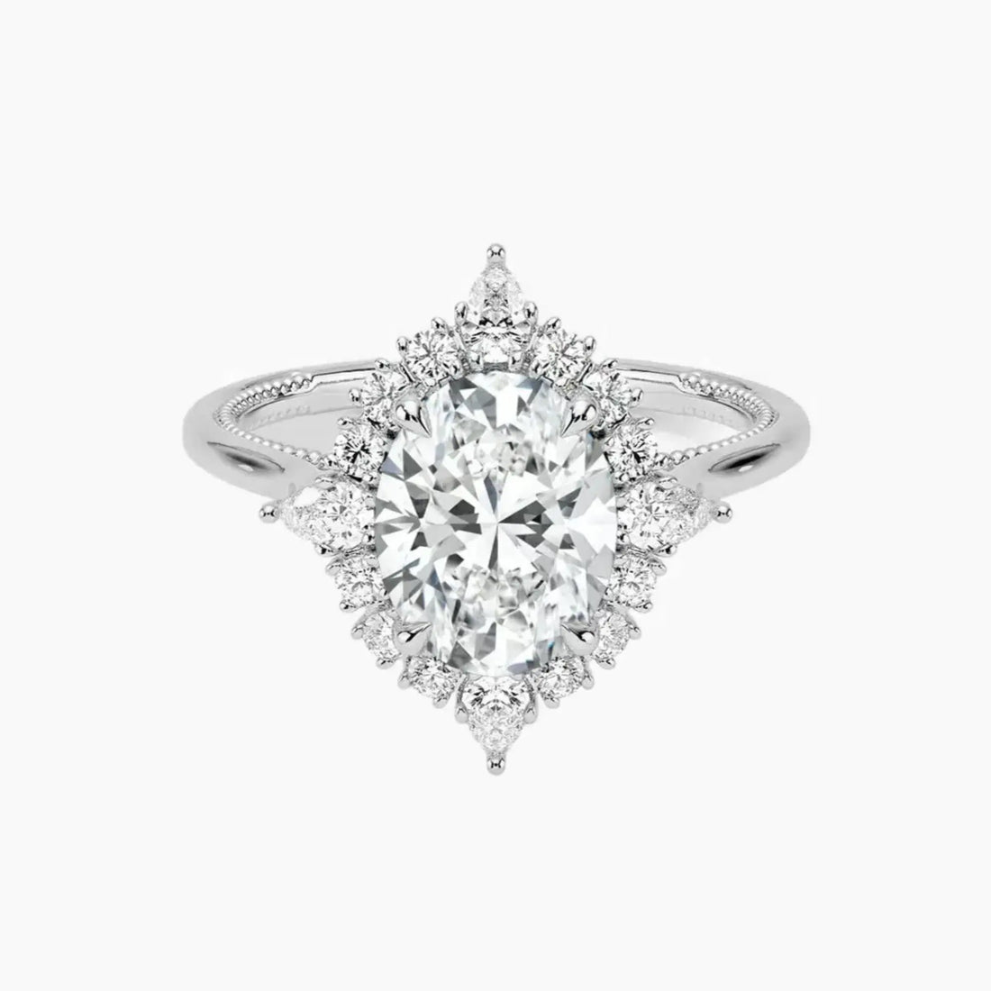 Elara Oval Designer 2.5 Carat Lab Grown Diamond Engagement Ring in 18K Rose Gold