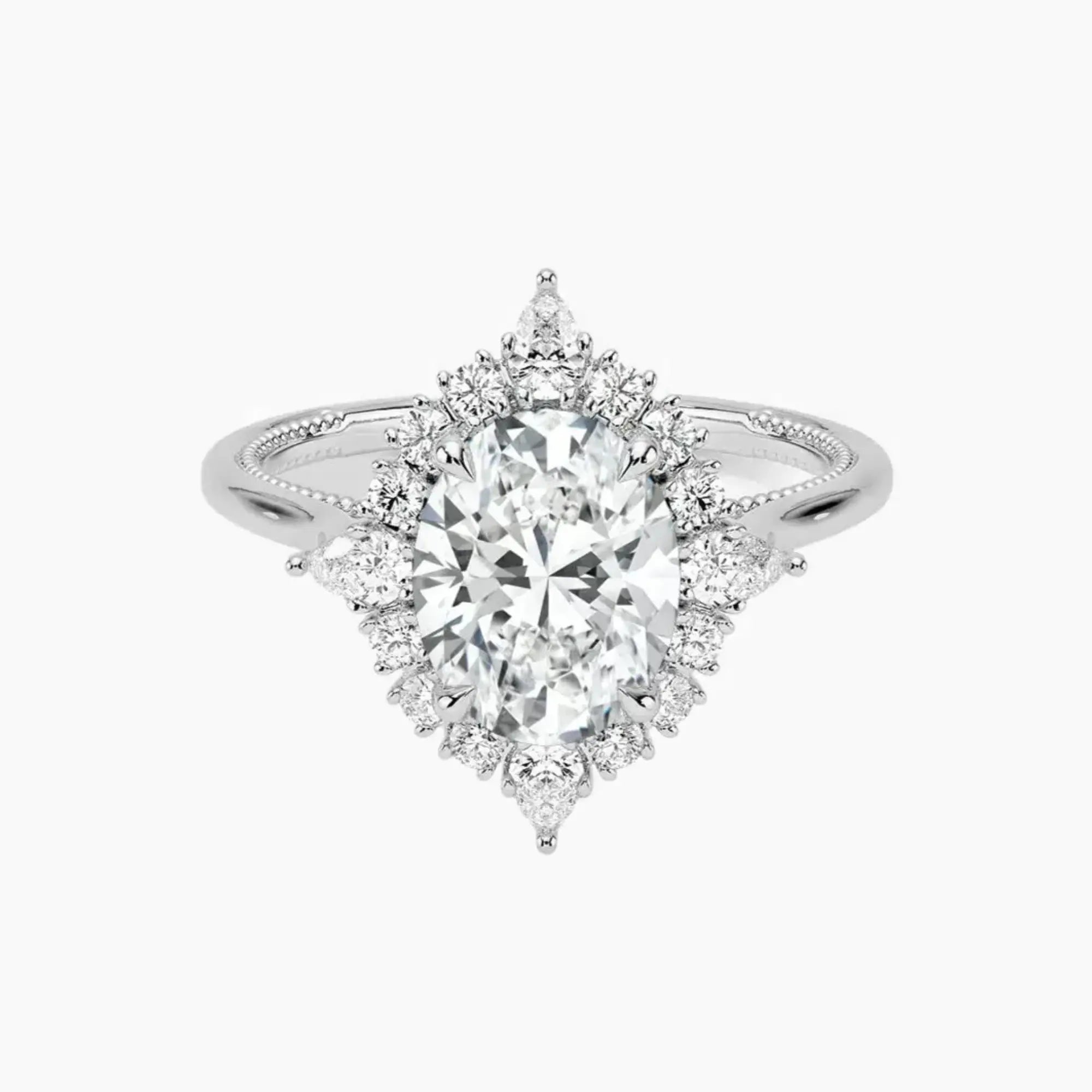 Elara Oval Designer 1 Carat Lab Grown Diamond Engagement Ring in 18K Yellow Gold