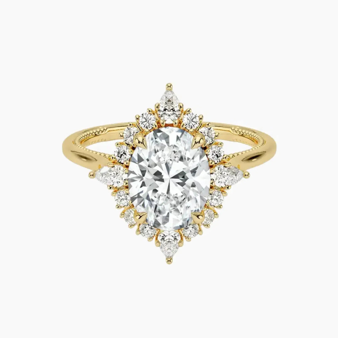 Elara Oval Designer Diamond Ring Setting in 18K Rose Gold