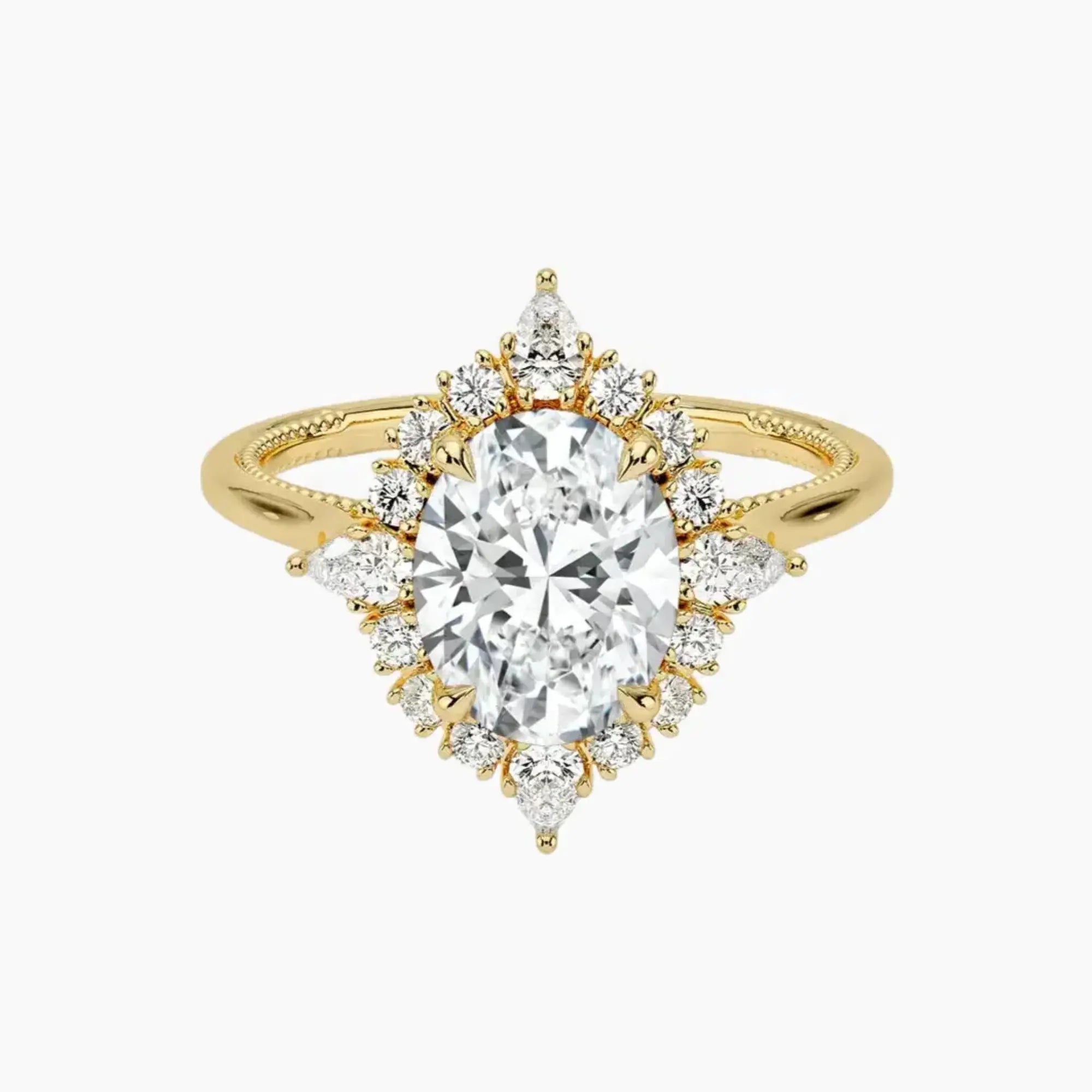Elara Oval Designer Diamond Ring Setting in 14K Yellow Gold