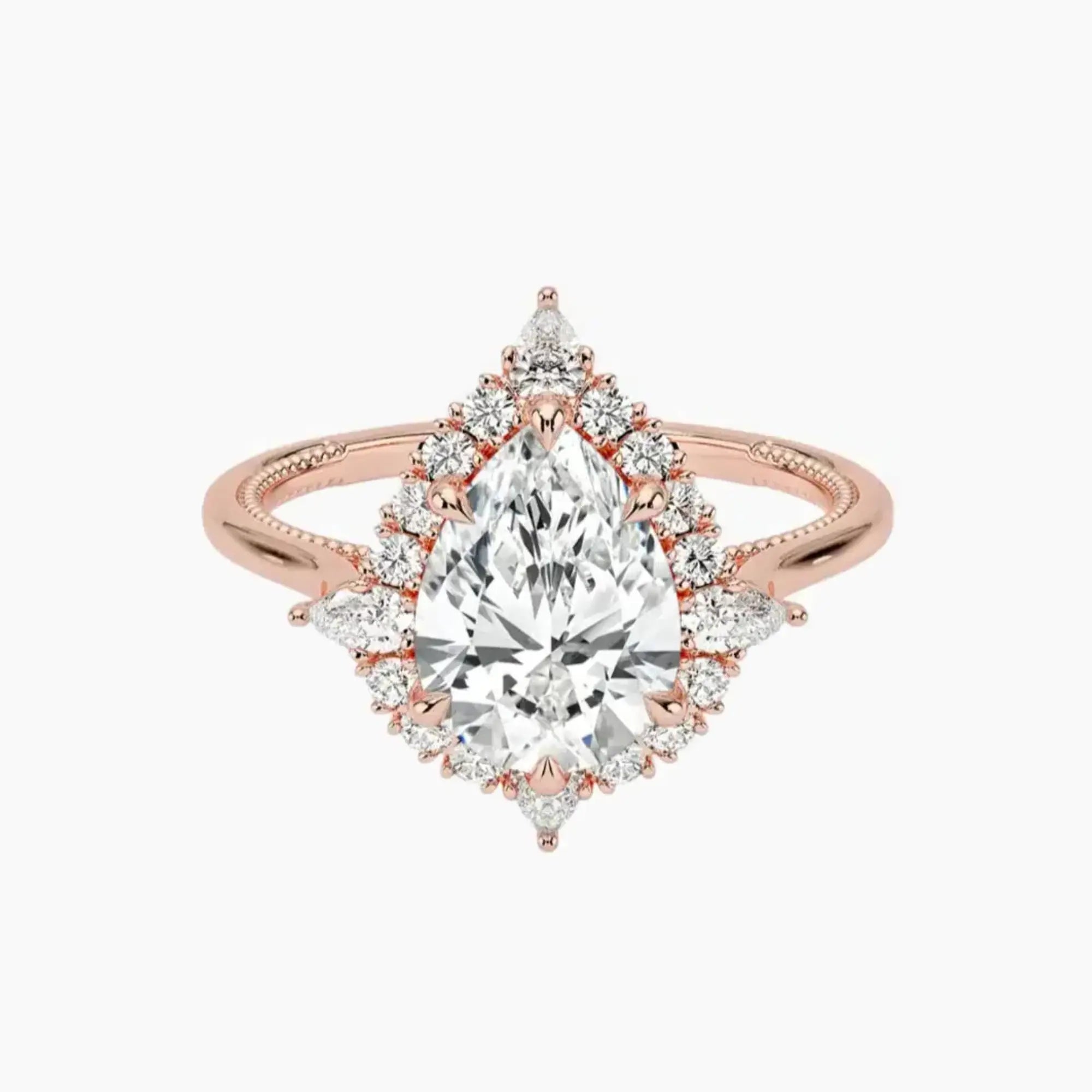 Elara Pear Designer 1.5 Carat Lab Grown Diamond Engagement Ring in 18K Yellow Gold