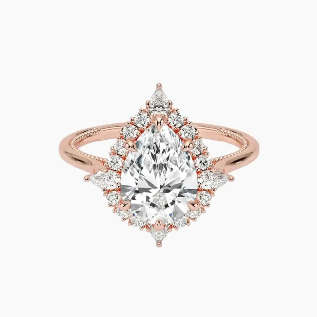 Elara Pear Designer Diamond Ring Setting in 18K Yellow Gold