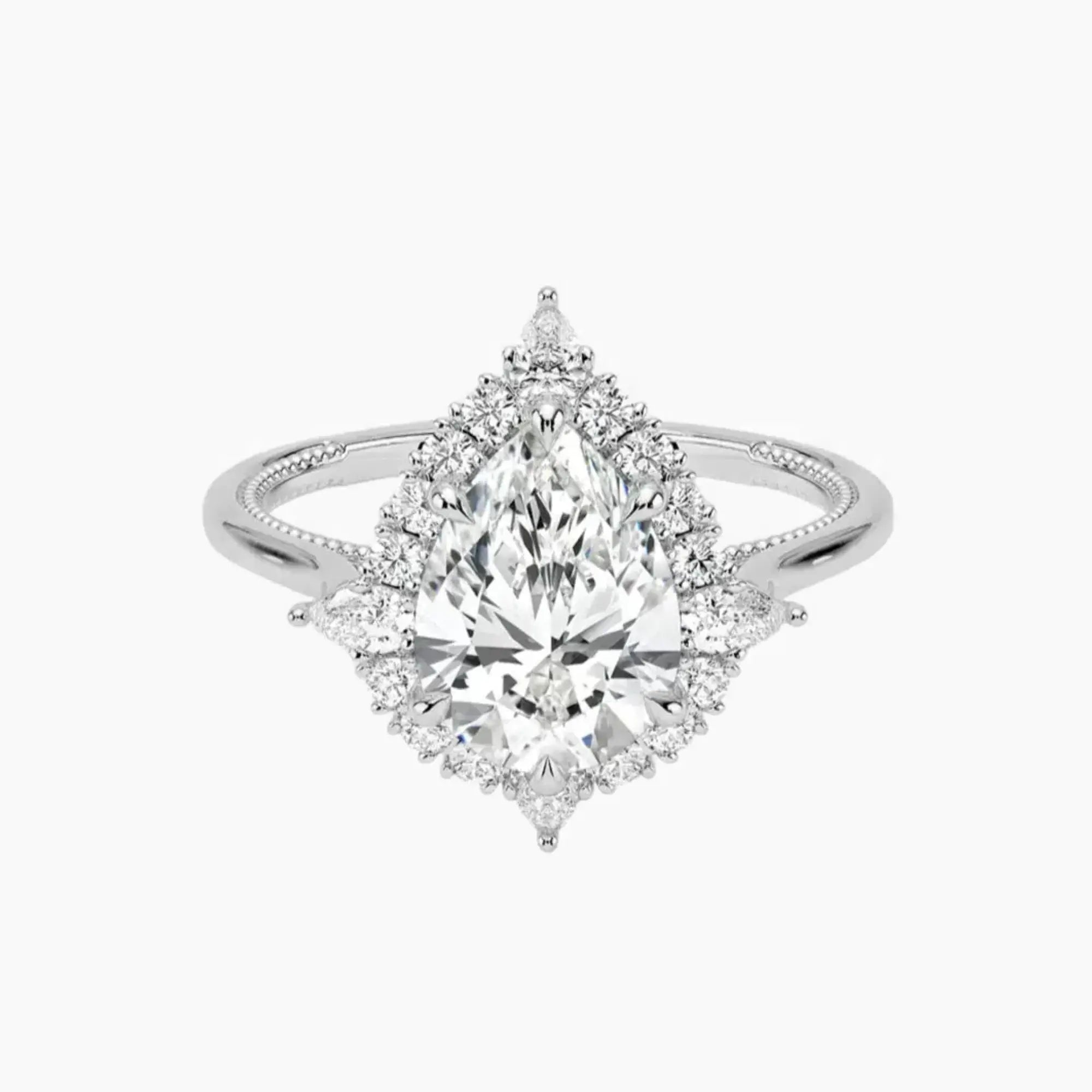 Elara Pear Designer 1 Carat Lab Grown Diamond Engagement Ring in 18K Rose Gold