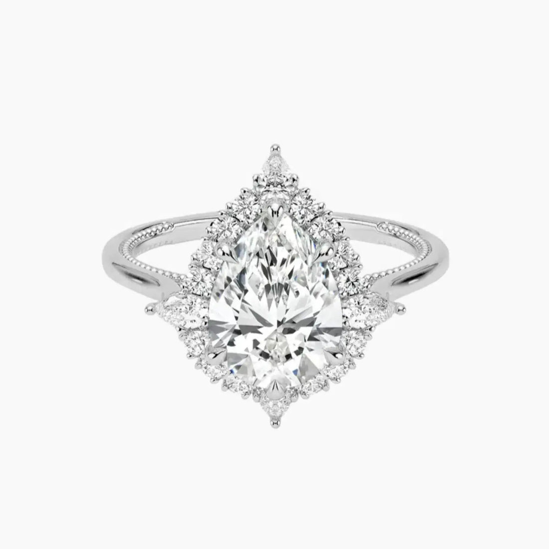 Elara Pear Designer Diamond Ring Setting in 18K Rose Gold