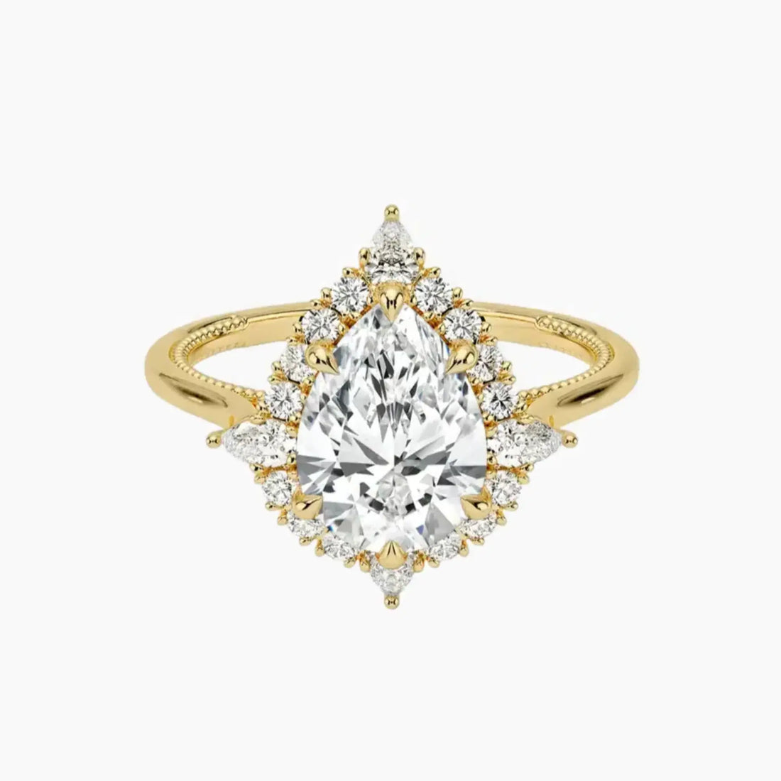 Elara Pear Designer Diamond Ring Setting in 18K White Gold