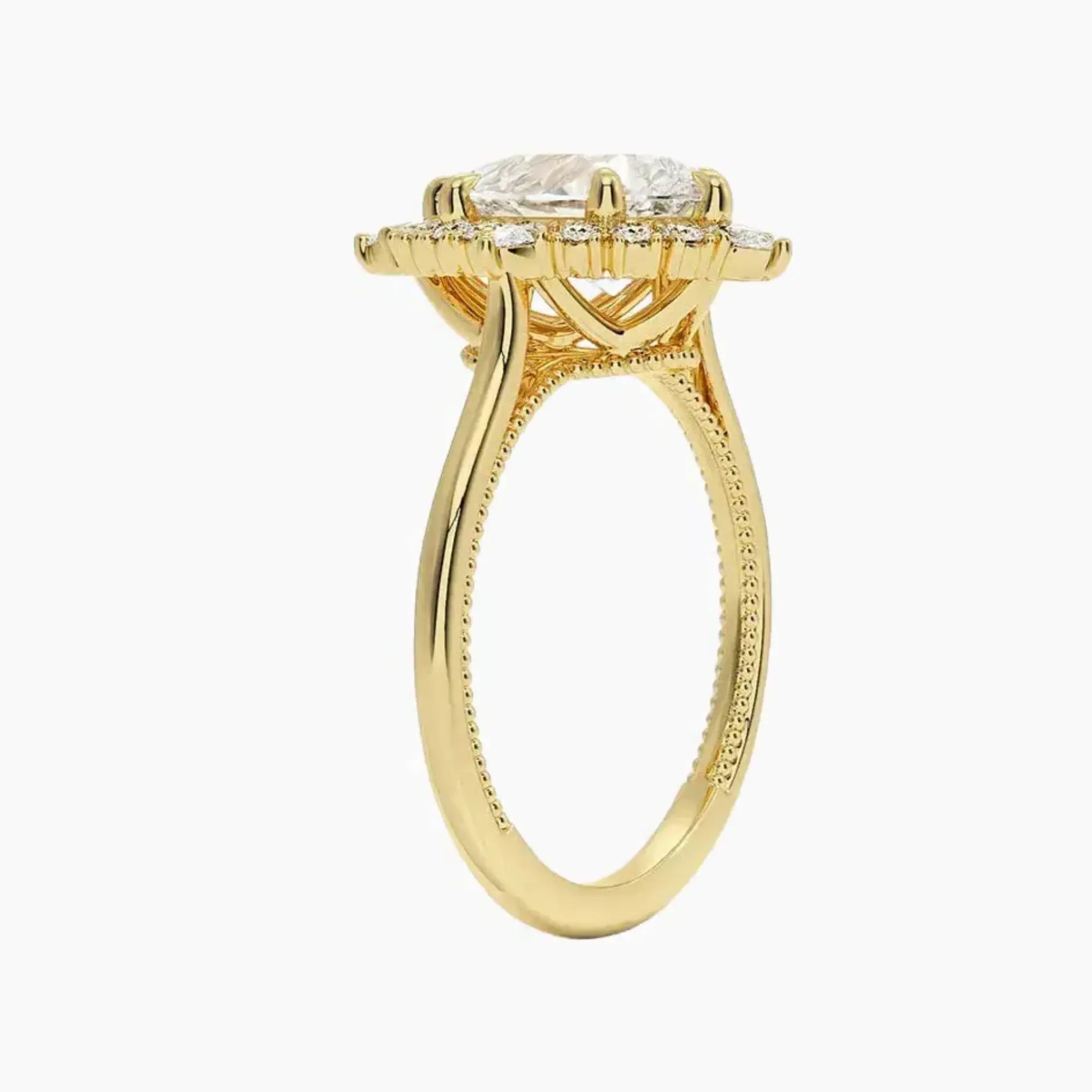 Elara Pear Designer 1.5 Carat Lab Grown Diamond Engagement Ring in 18K Rose Gold