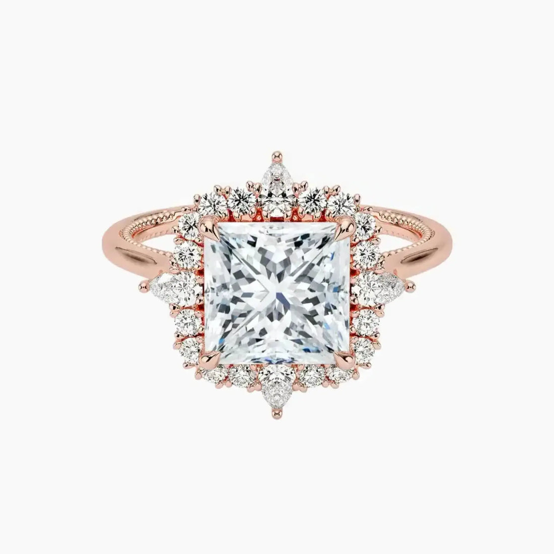Elara Princess Designer 3 Carat Lab Grown Diamond Engagement Ring in 18K Yellow Gold