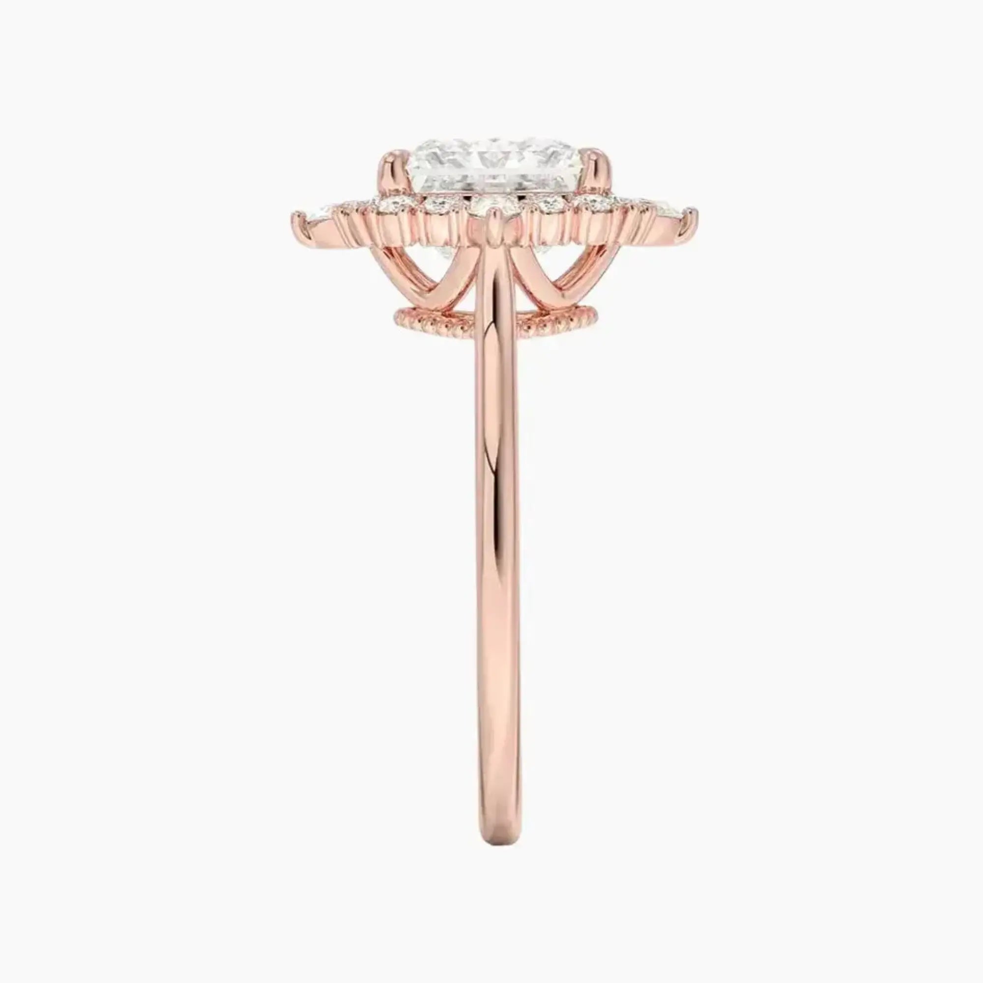 Elara Princess Designer Diamond Ring Setting in 14K Rose Gold