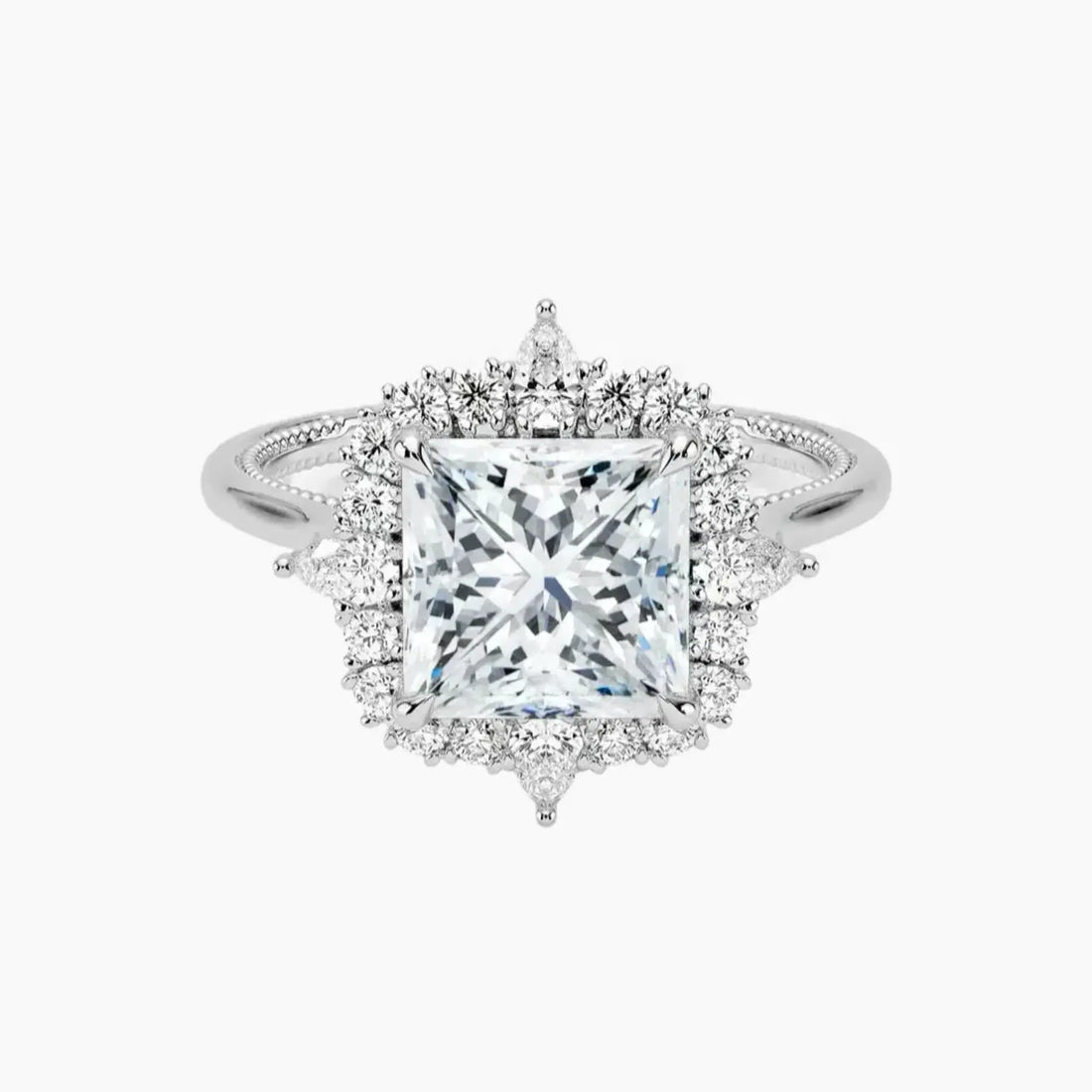 Elara Princess Designer Diamond Ring Setting in 18K Rose Gold
