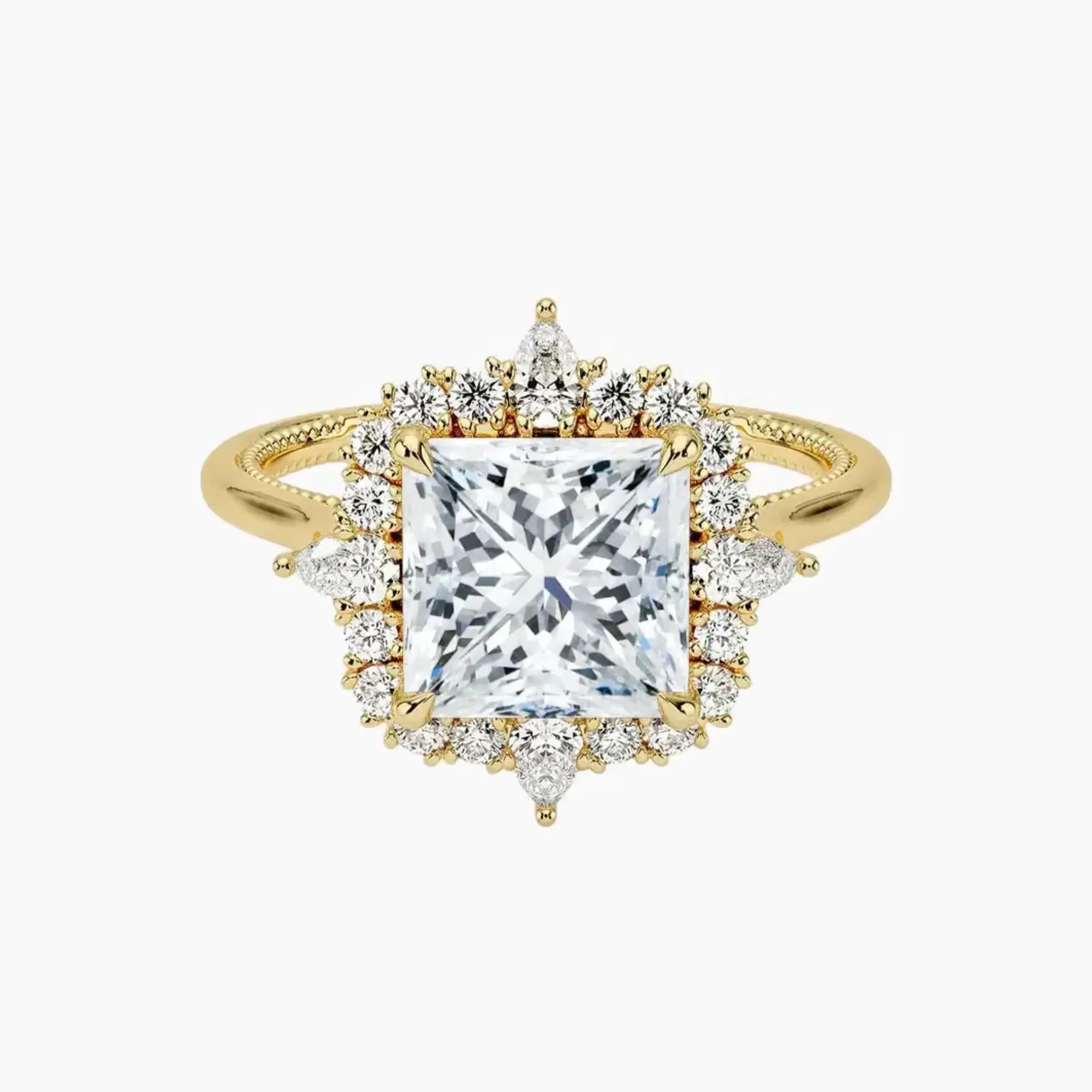 Elara Princess Designer Diamond Ring Setting in 14K White Gold