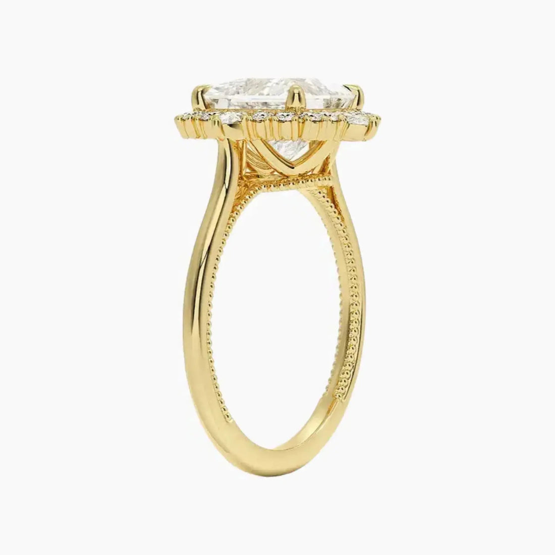 Elara Princess Designer 3 Carat Lab Grown Diamond Engagement Ring in 18K White Gold