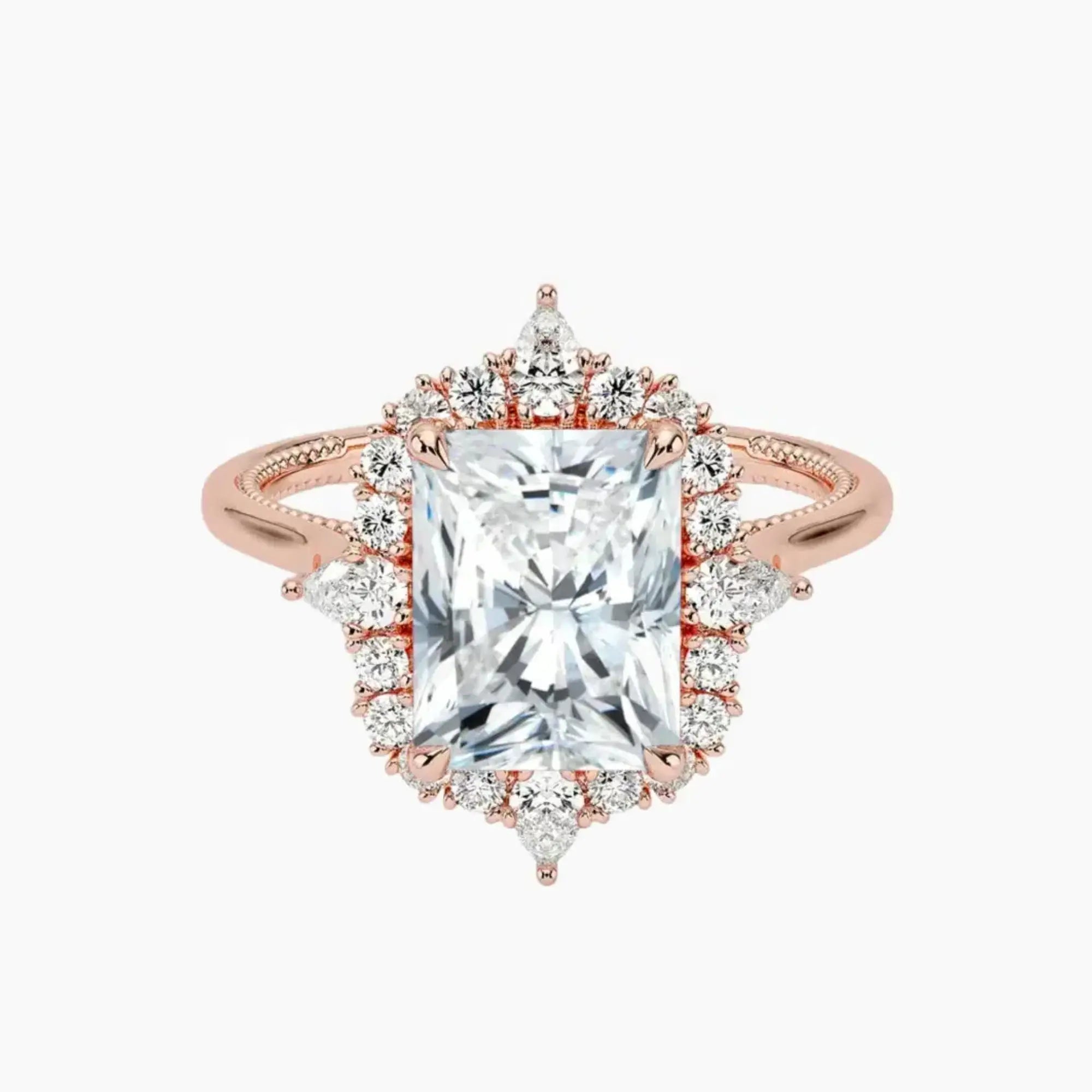 Elara Radiant Designer 2.5 Carat Lab Grown Diamond Engagement Ring in 14K White Gold