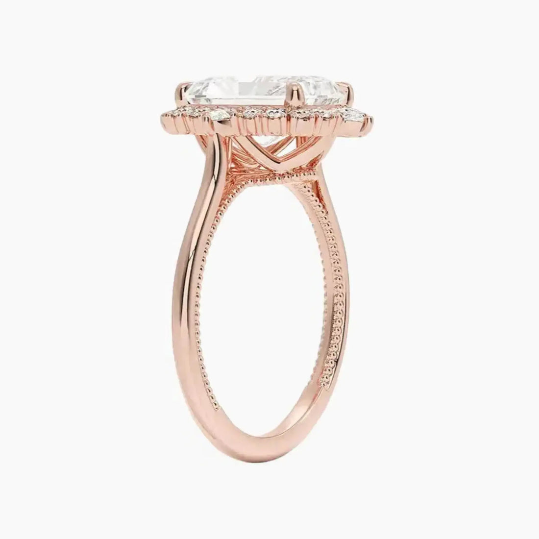 Elara Radiant Designer 1 Carat Lab Grown Diamond Engagement Ring in 18K White Gold