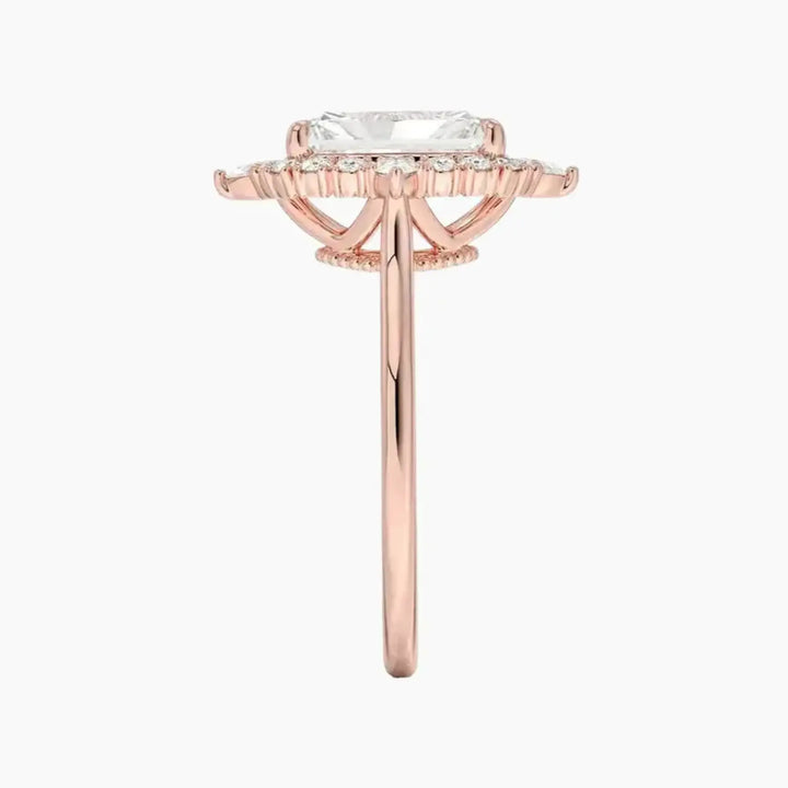 Elara Radiant Designer 2.5 Carat Lab Grown Diamond Engagement Ring in 18K Yellow Gold