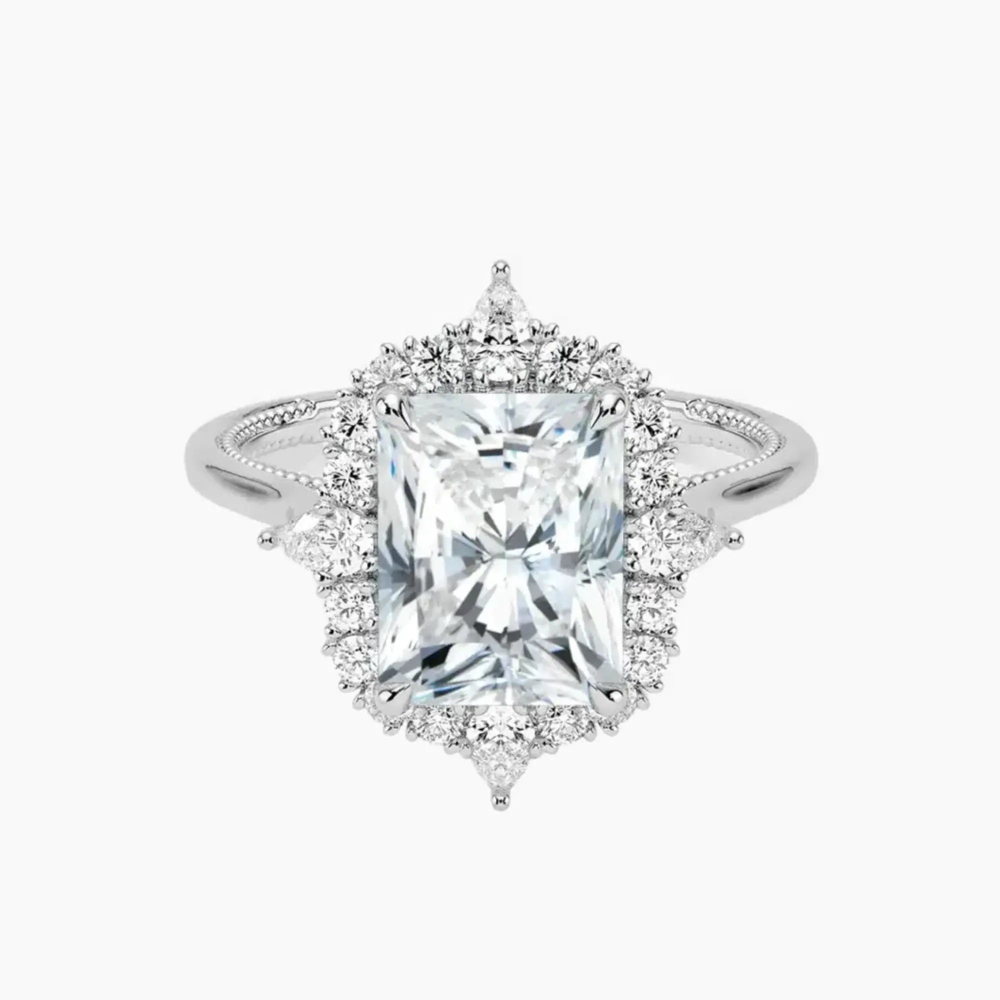 Elara Radiant Designer Diamond Ring Setting in 18K White Gold