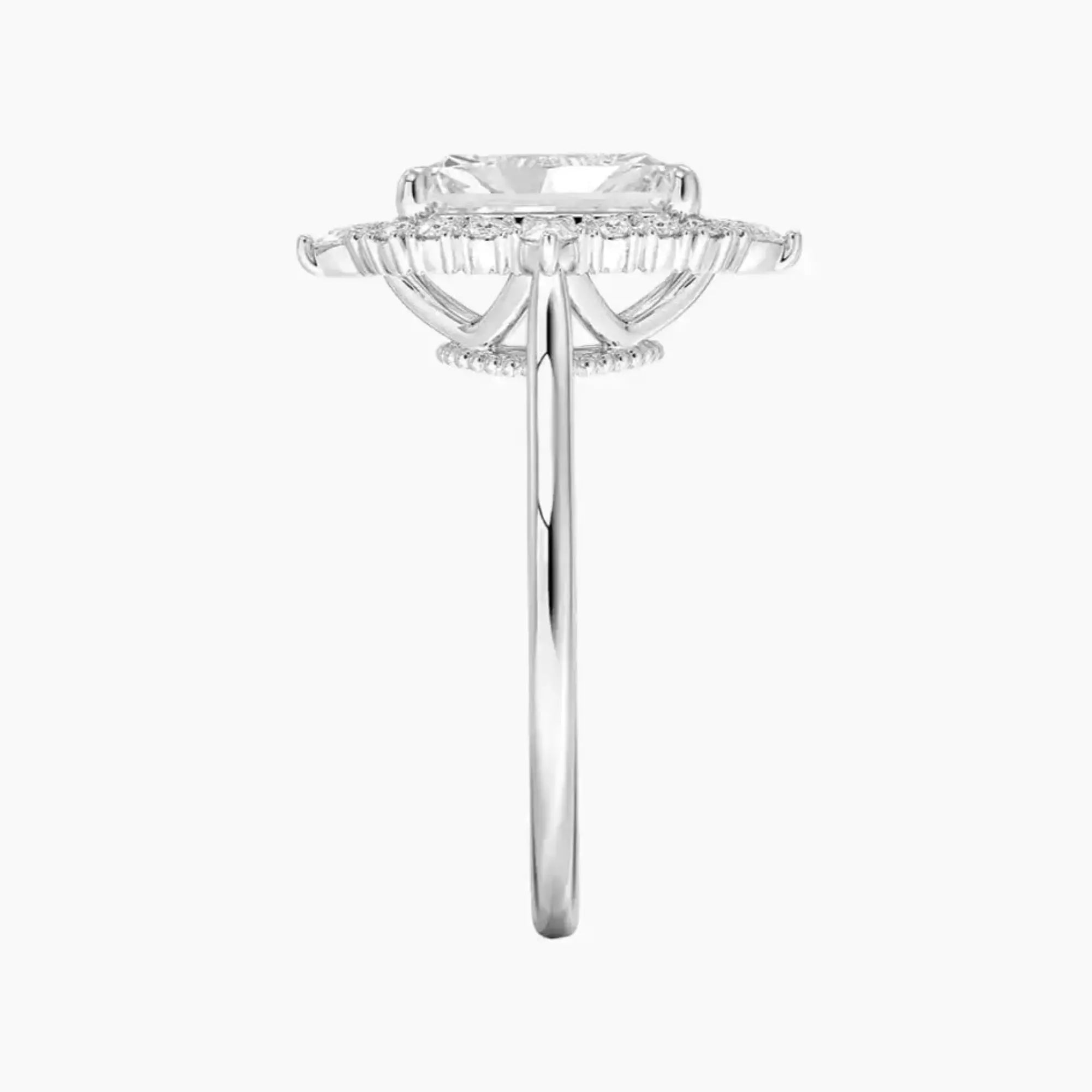 Elara Radiant Designer Diamond Ring Setting in 18K White Gold