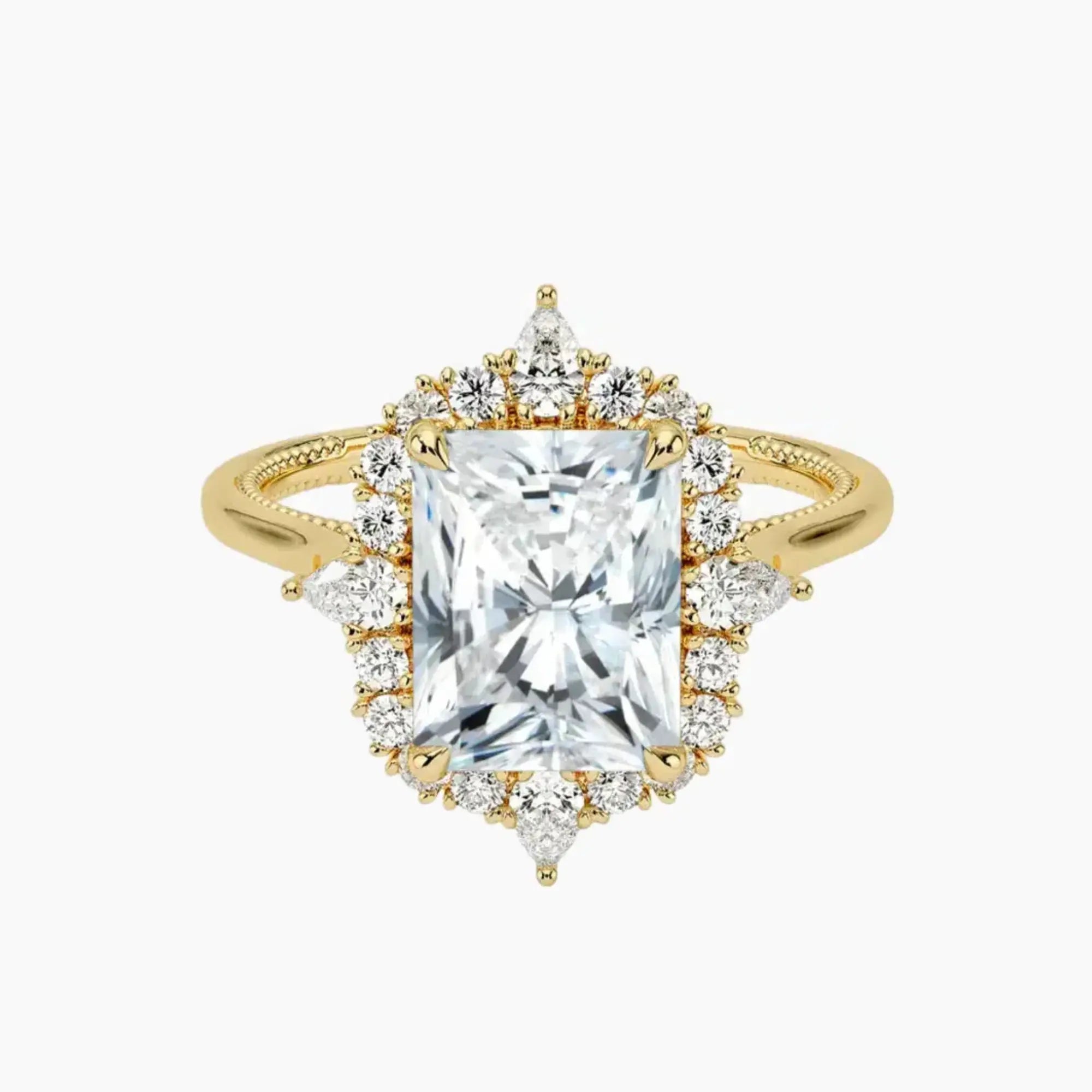 Elara Radiant Designer 1 Carat Lab Grown Diamond Engagement Ring in 18K White Gold