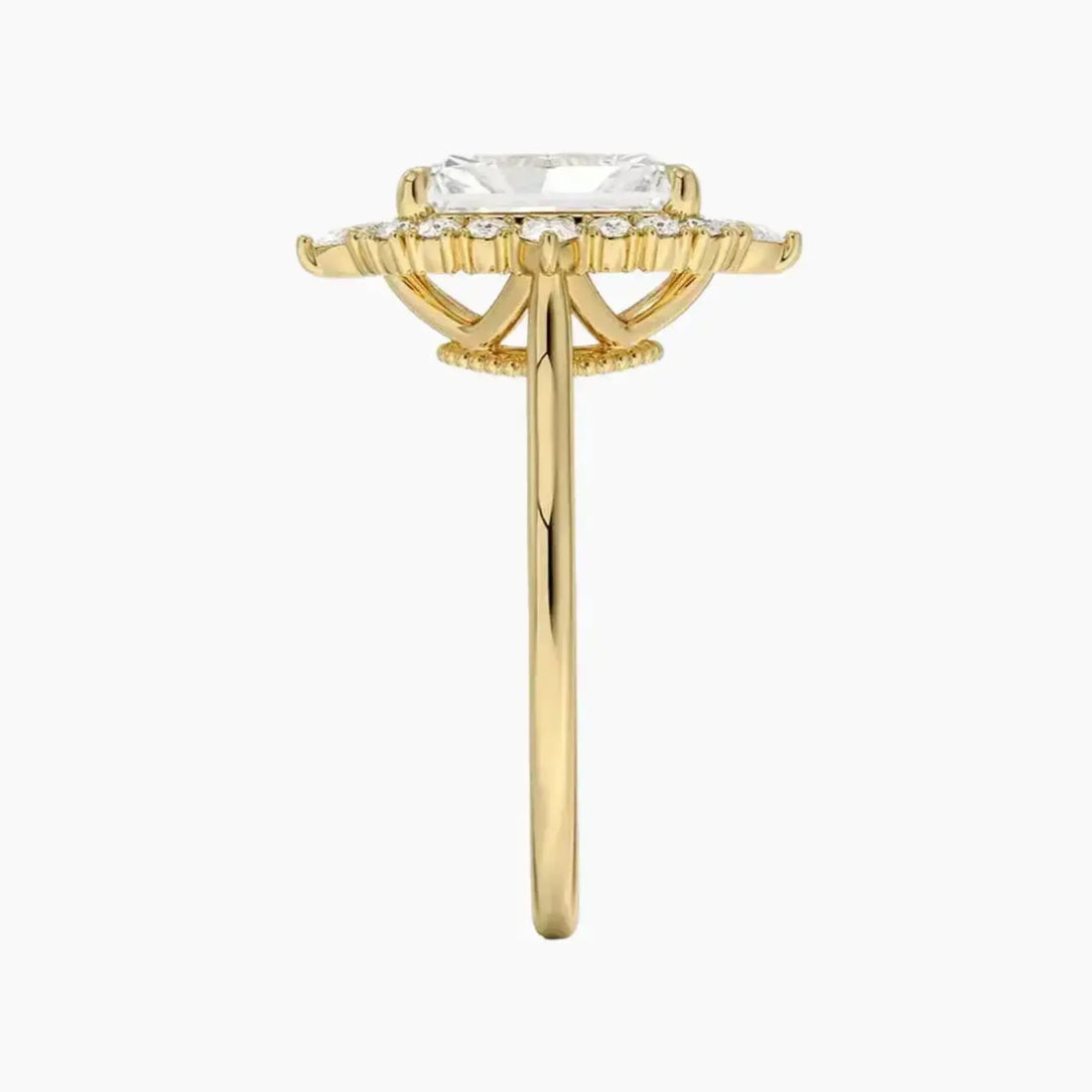 Elara Radiant Designer 2 Carat Lab Grown Diamond Engagement Ring in 14K Rose Gold