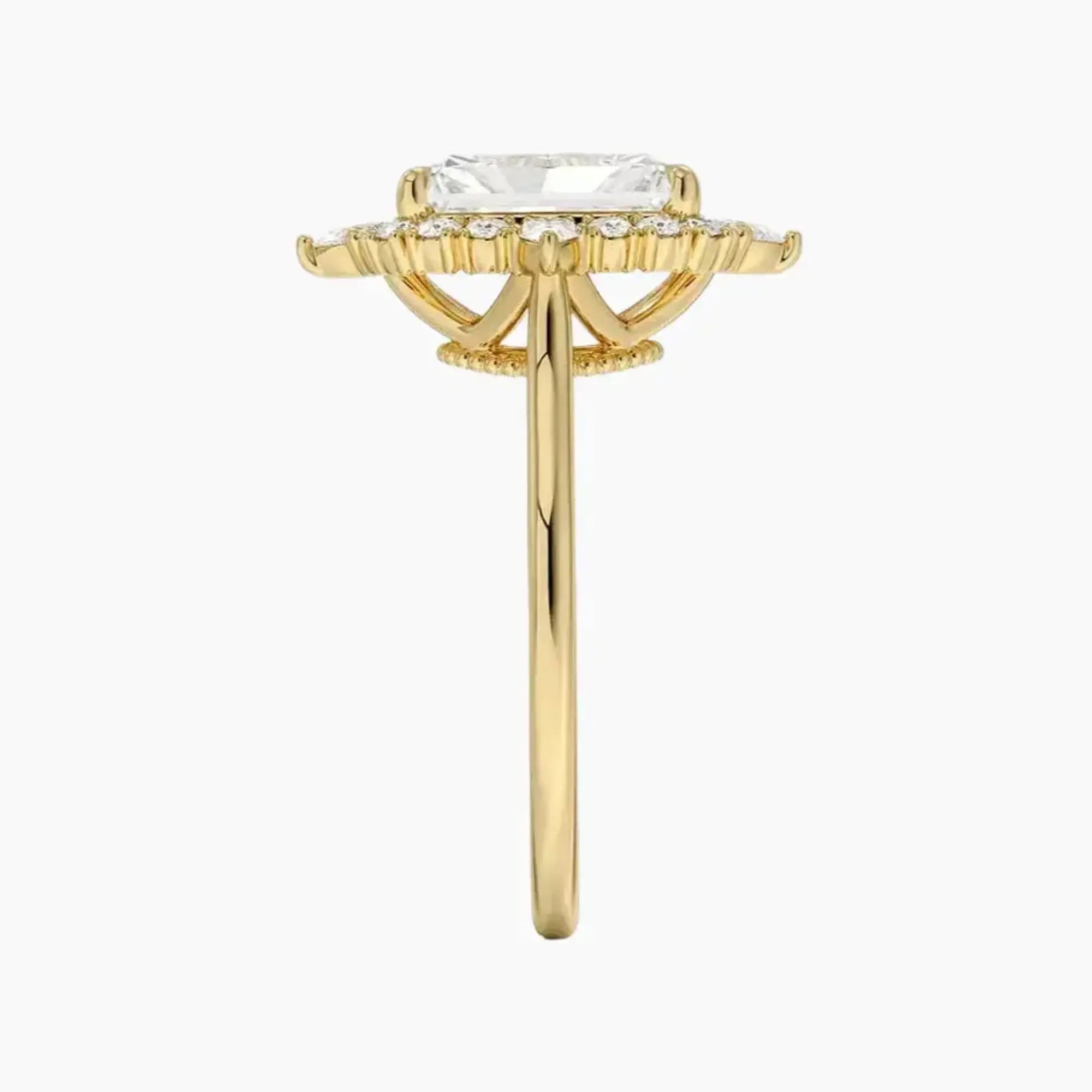Elara Radiant Designer 2.5 Carat Lab Grown Diamond Engagement Ring in 14K White Gold