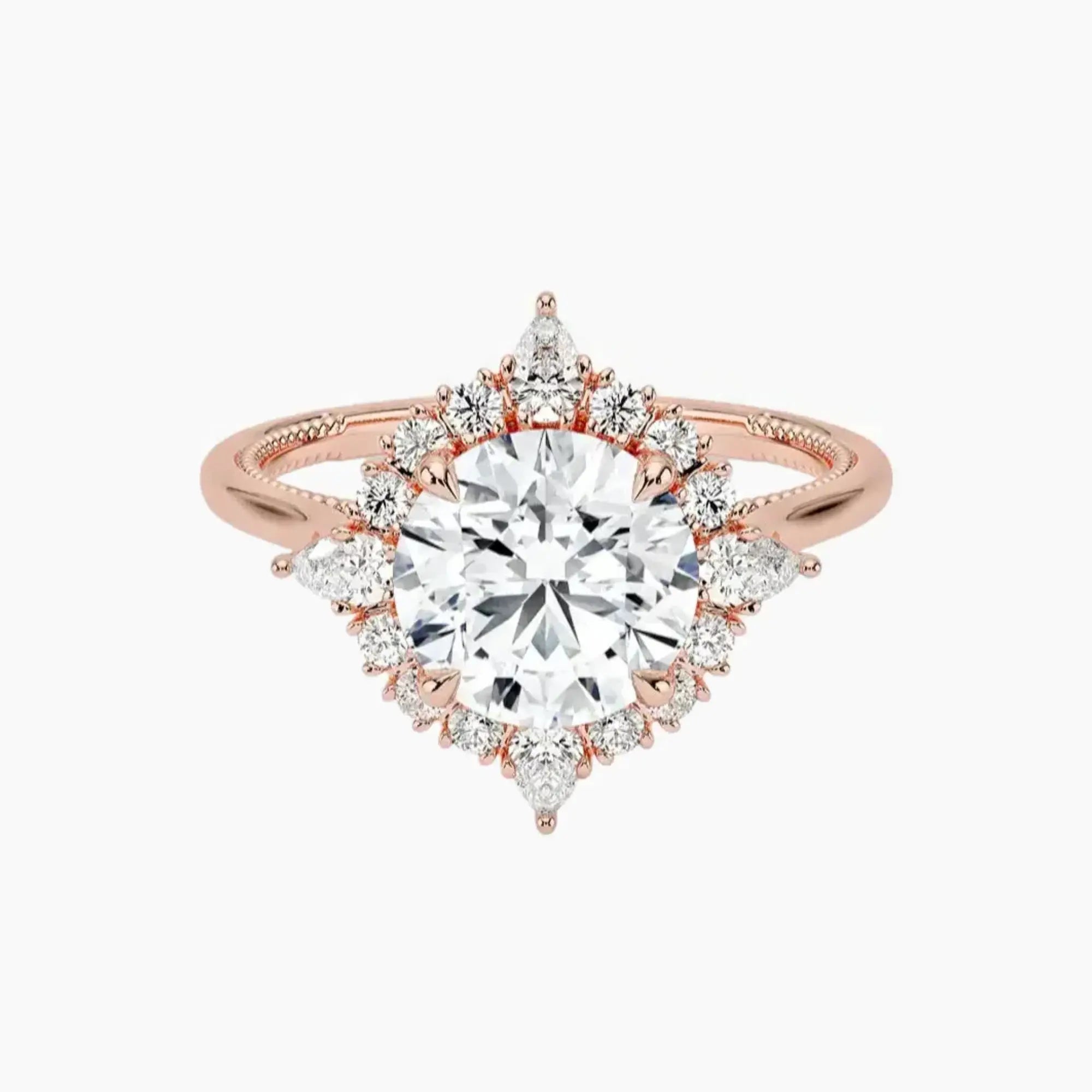 Elara Round Designer Diamond Ring Setting in 18K White Gold