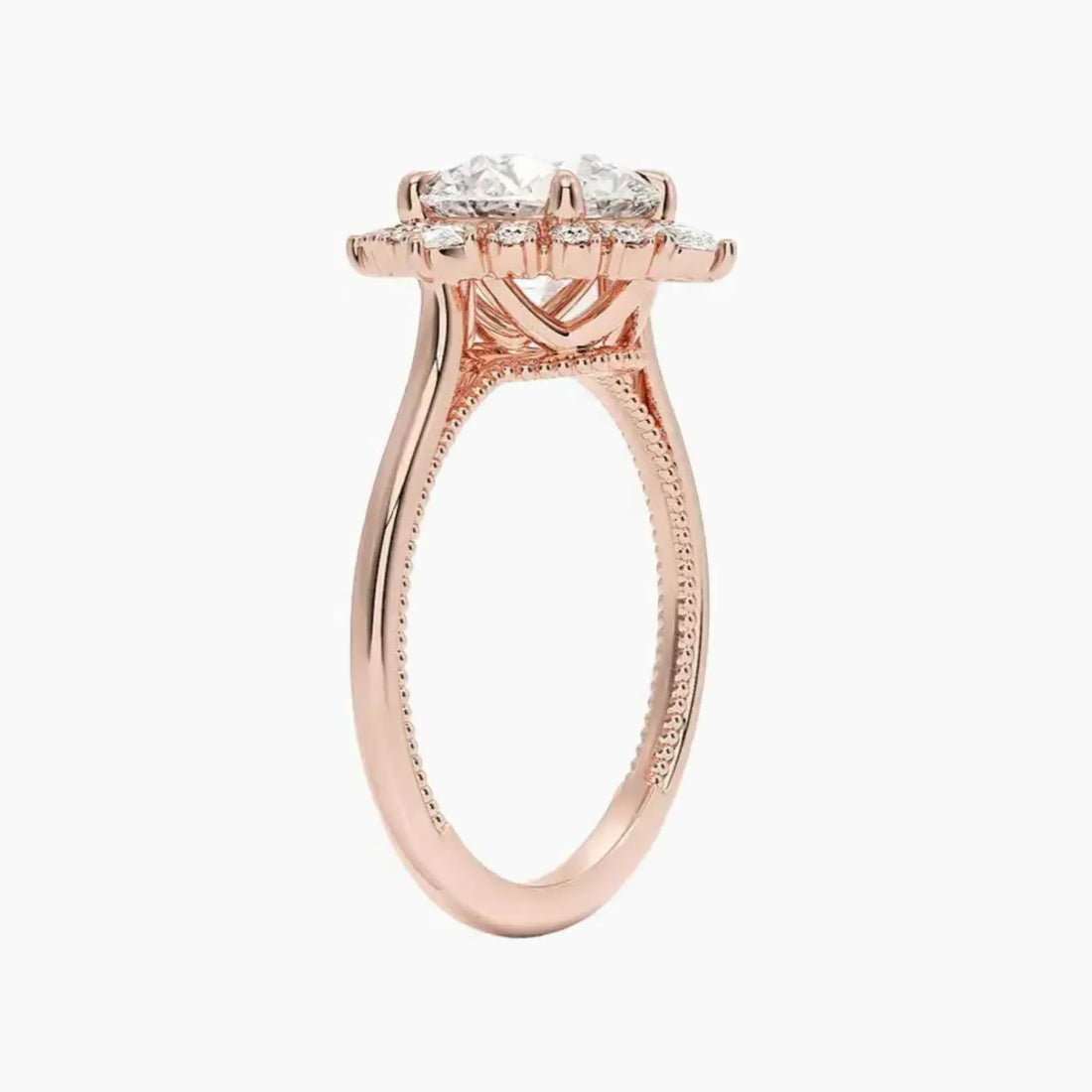 Elara Round Designer 3 Carat Lab Grown Diamond Engagement Ring in 14K Yellow Gold