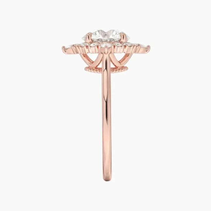 Elara Round Designer 3 Carat Lab Grown Diamond Engagement Ring in 18K White Gold