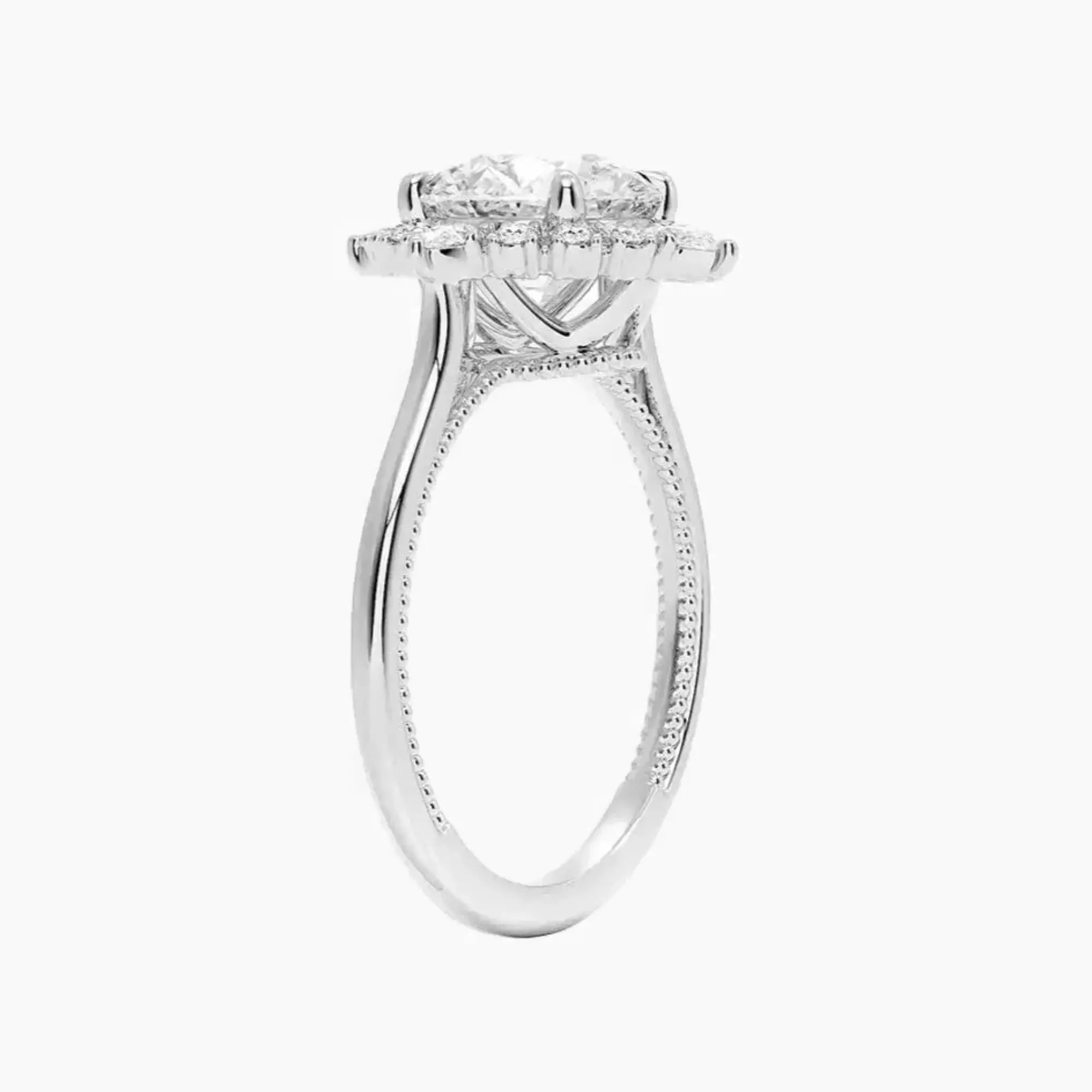Elara Round Designer 3 Carat Lab Grown Diamond Engagement Ring in 14K Rose Gold