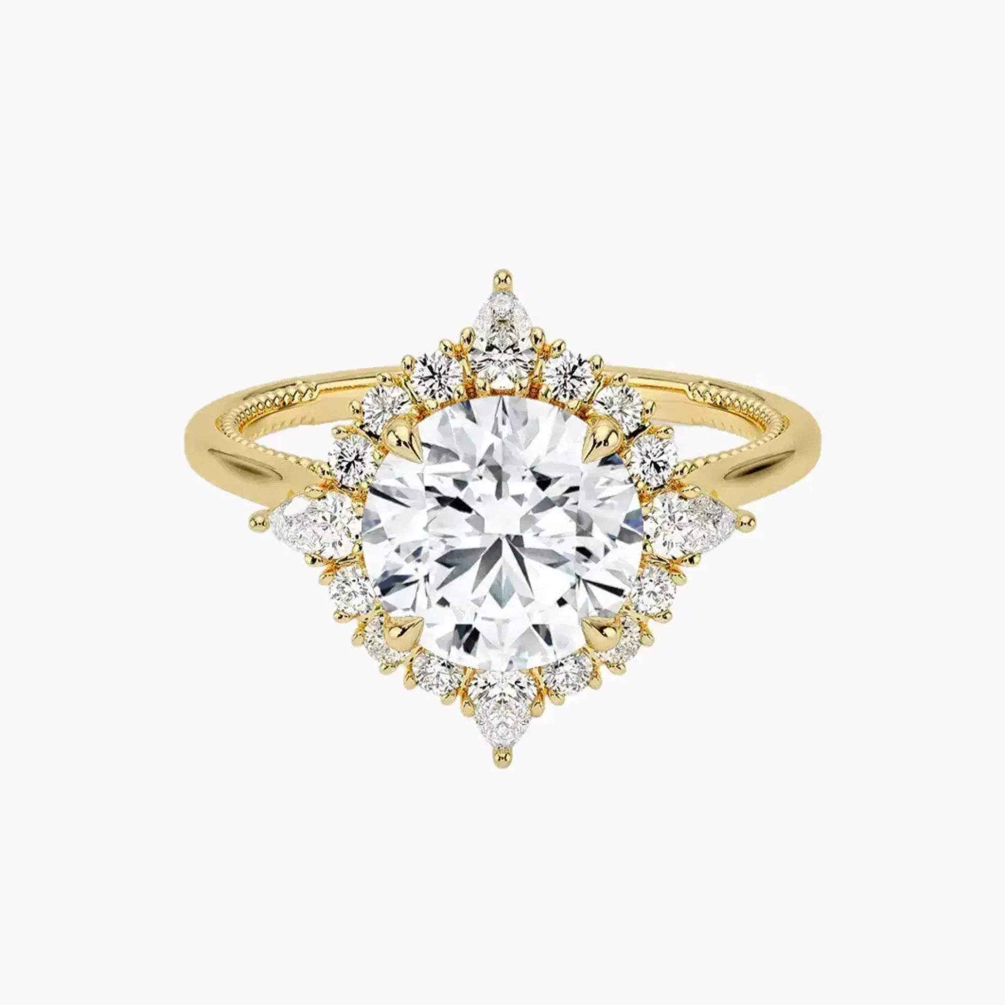 Elara Round Designer Diamond Ring Setting in 18K White Gold