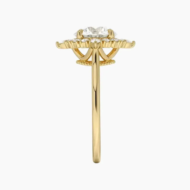 Elara Round Designer 2 Carat Lab Grown Diamond Engagement Ring in 14K Rose Gold