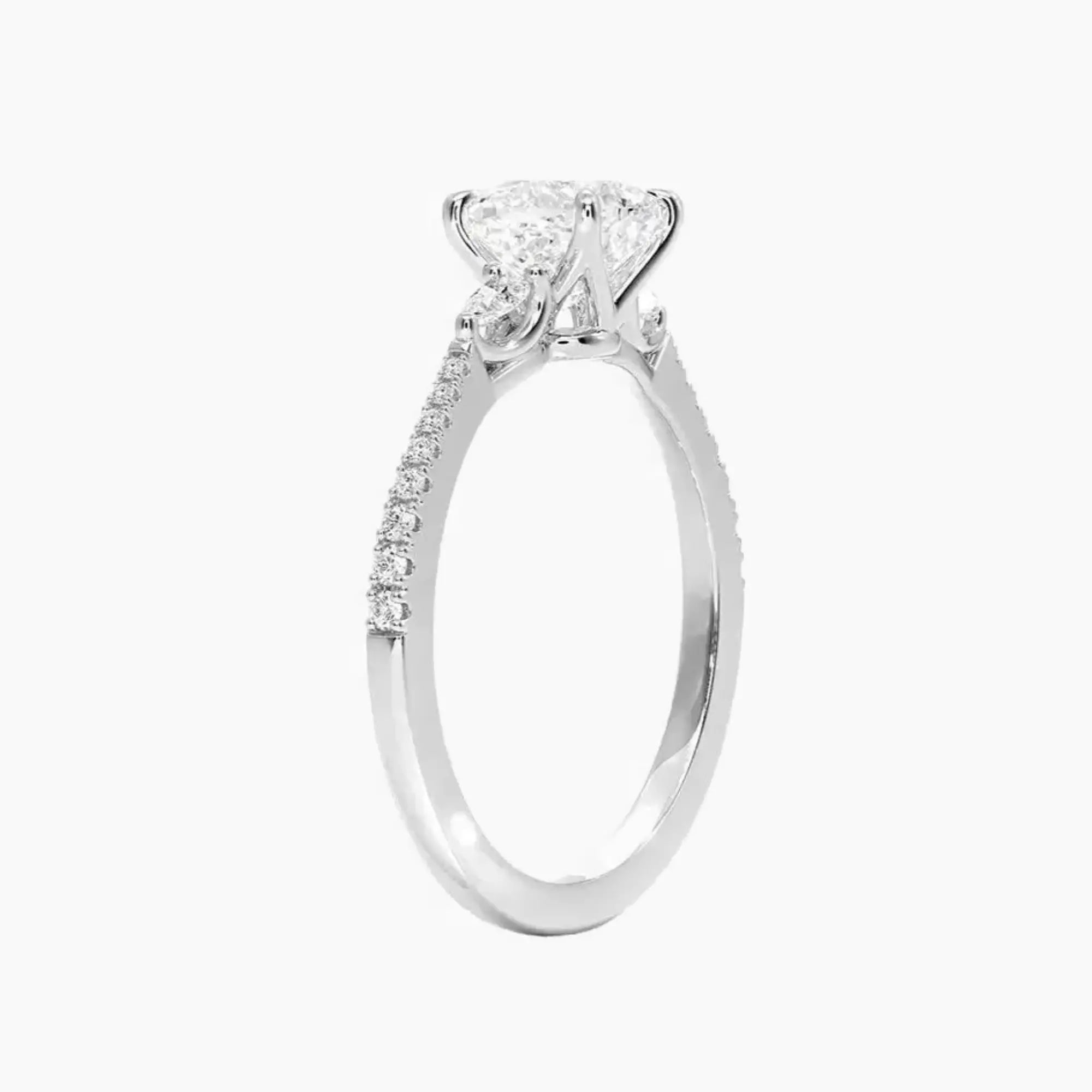 Calliope Pave Cushion Three Stone 2 Carat Lab Grown Diamond Engagement Ring in 18K Yellow Gold