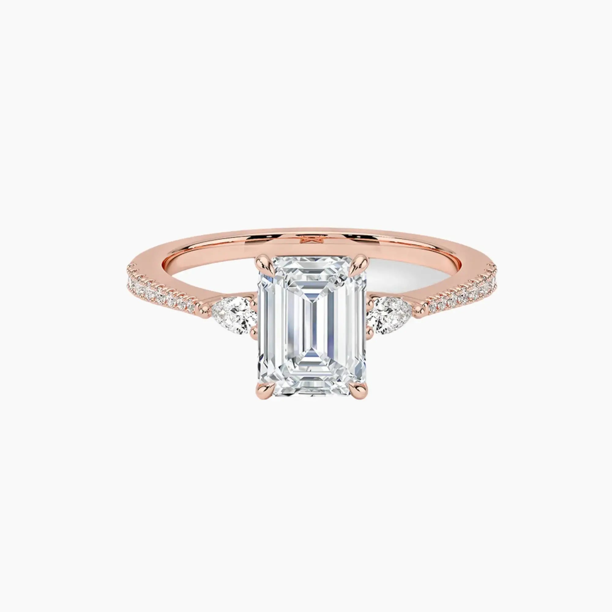 Calliope Pave Emerald Three Stone Diamond Ring Setting in 18K White Gold