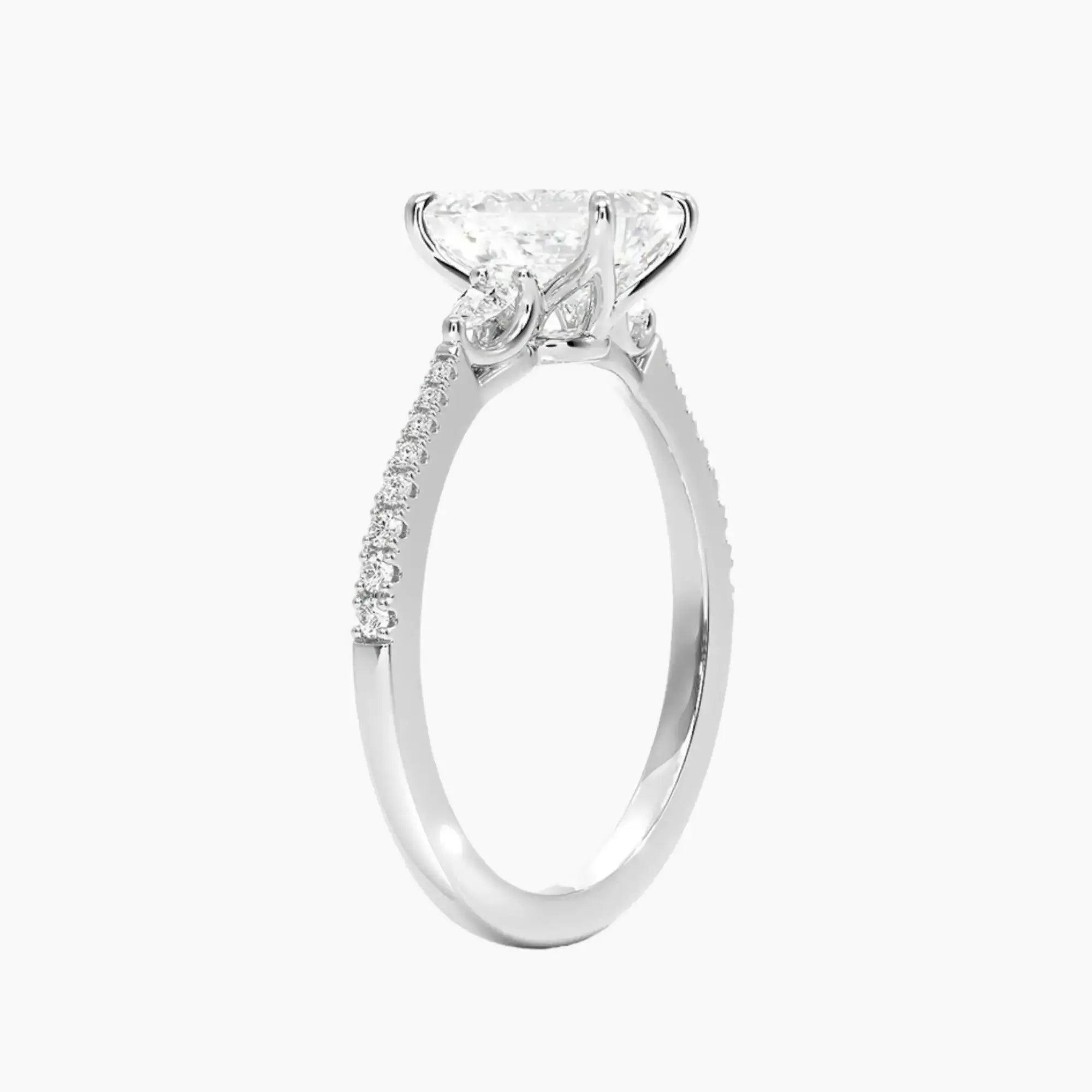 Calliope Pave Emerald Three Stone Diamond Ring Setting in 14K Rose Gold