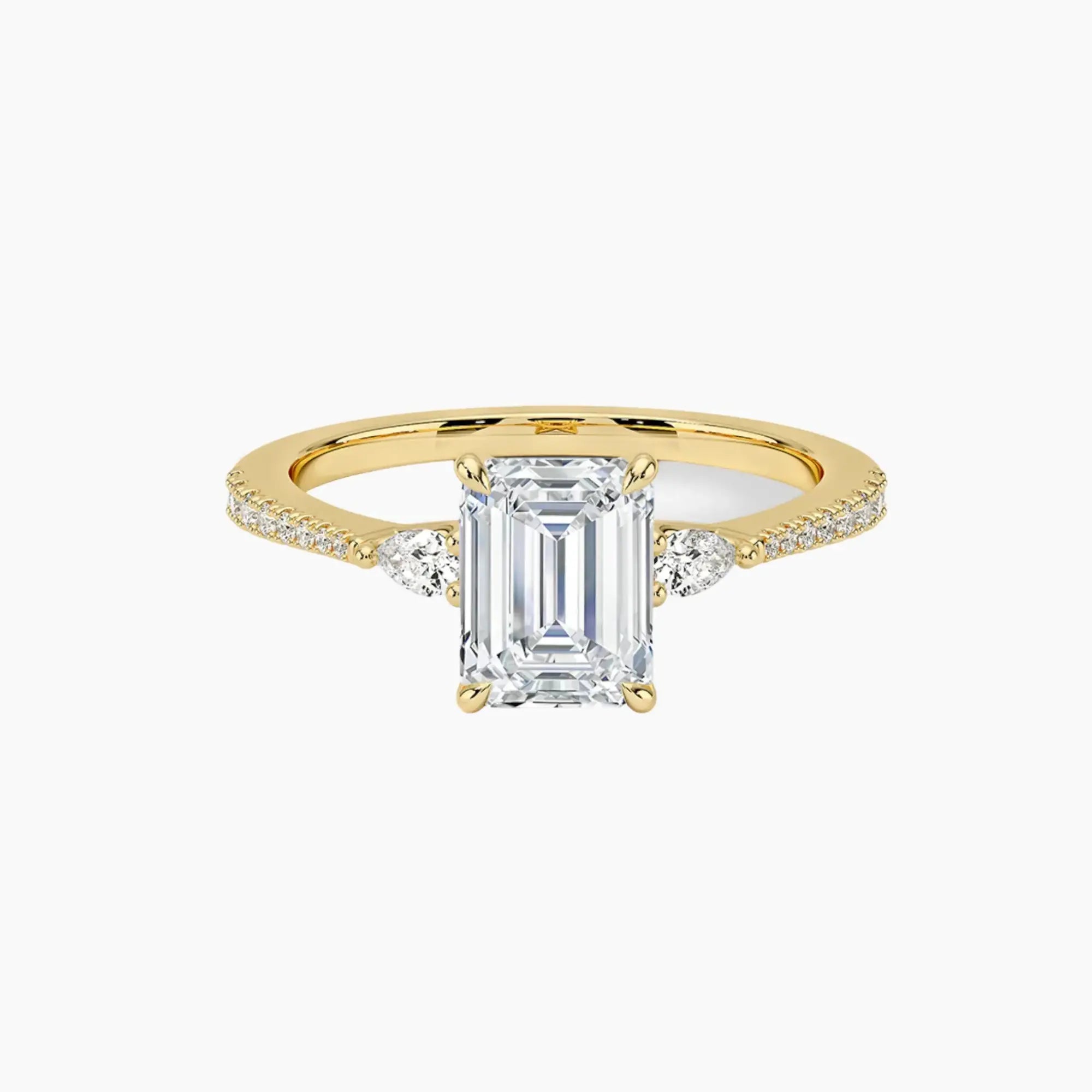 Calliope Pave Emerald Three Stone Diamond Ring Setting in 14K White Gold