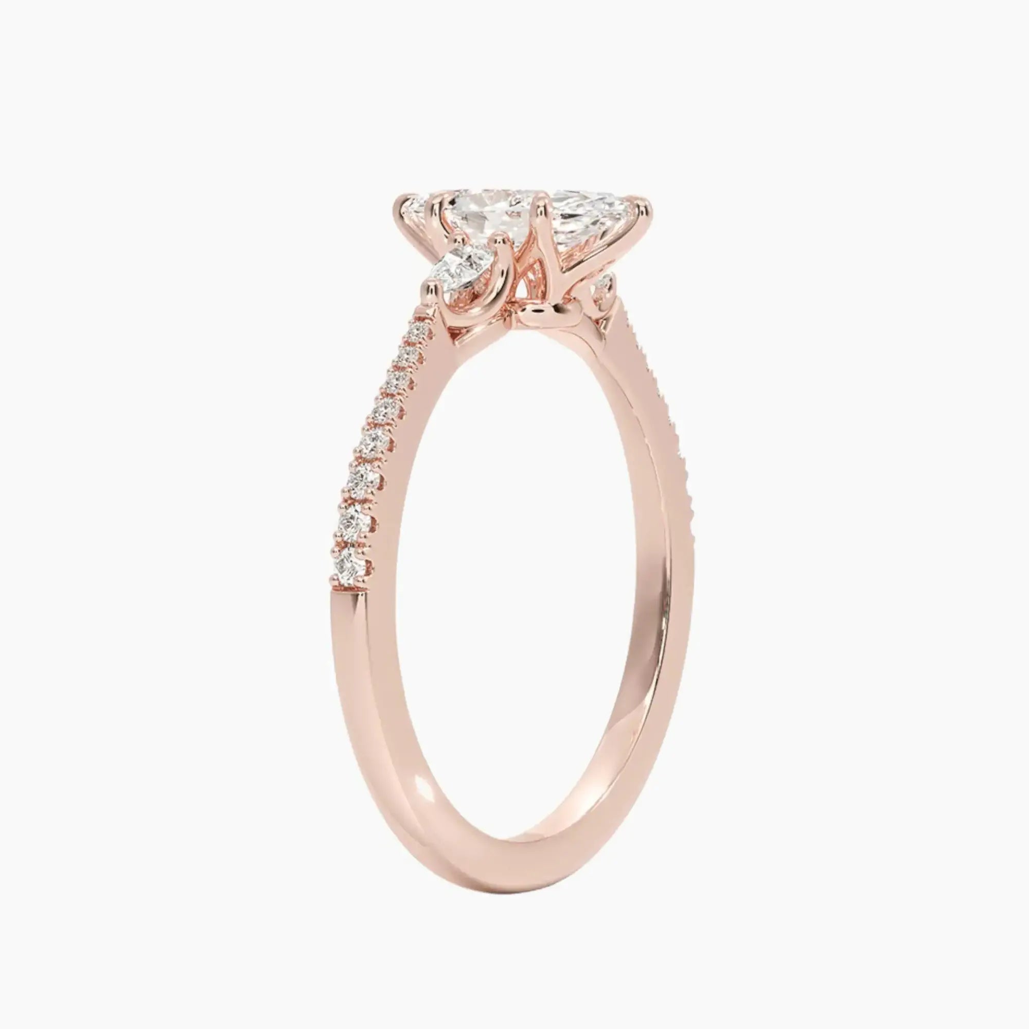 Calliope Pave Marquise Three Stone 1 Carat Lab Grown Diamond Engagement Ring in 18K Yellow Gold
