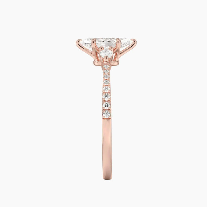Calliope Pave Marquise Three Stone 1.5 Carat Lab Grown Diamond Engagement Ring in 18K Yellow Gold