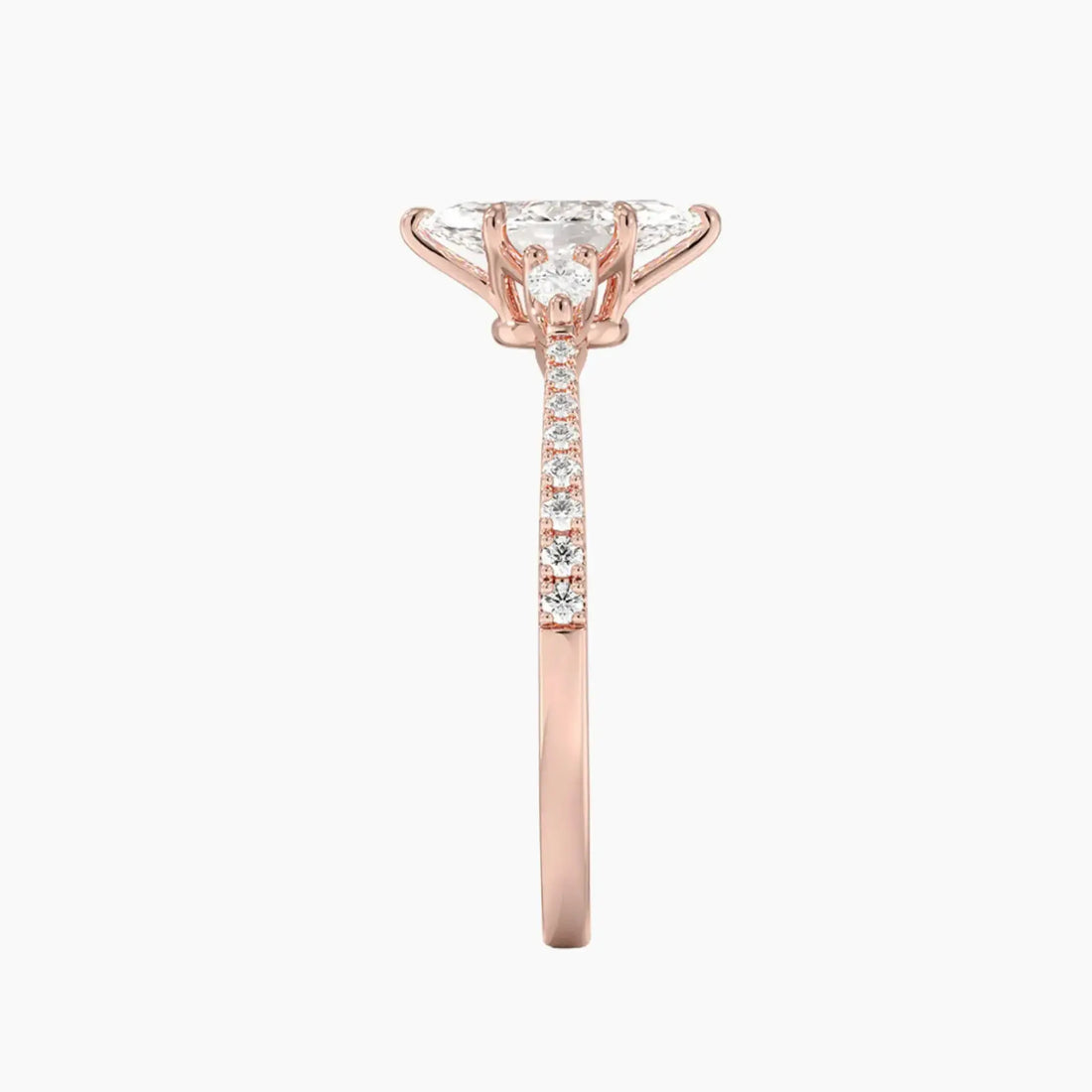 Calliope Pave Marquise Three Stone 2 Carat Lab Grown Diamond Engagement Ring in 18K White Gold